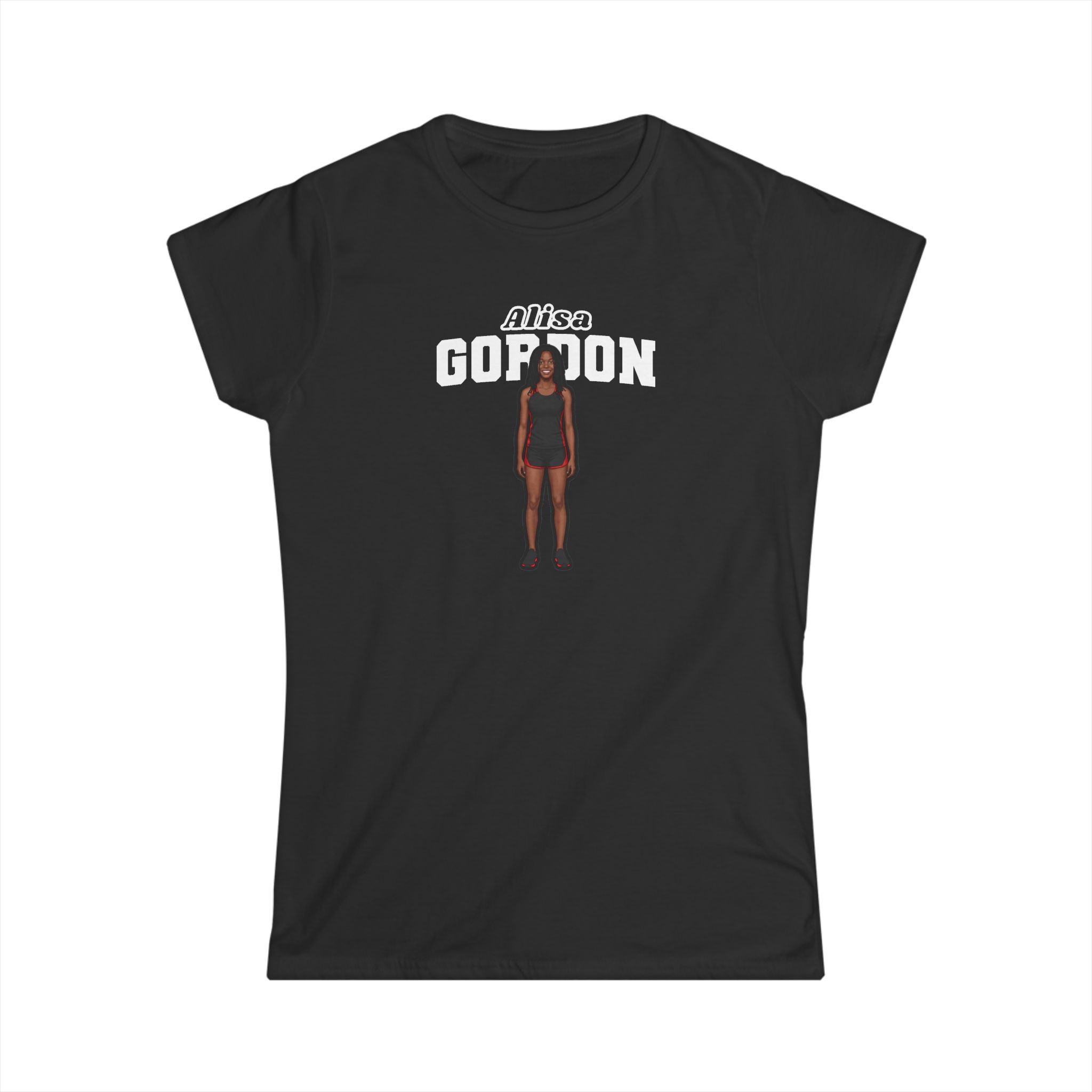 Women's Softstyle Tee — character_name_arch in Black