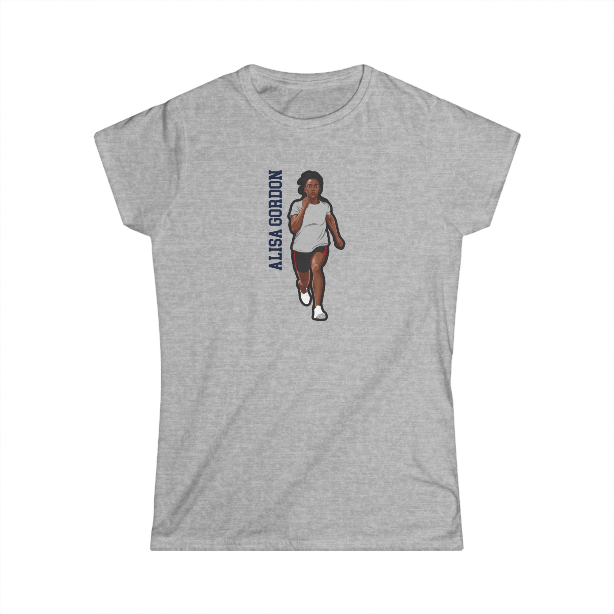 Women's Softstyle Tee — character_name_vertical in Grey