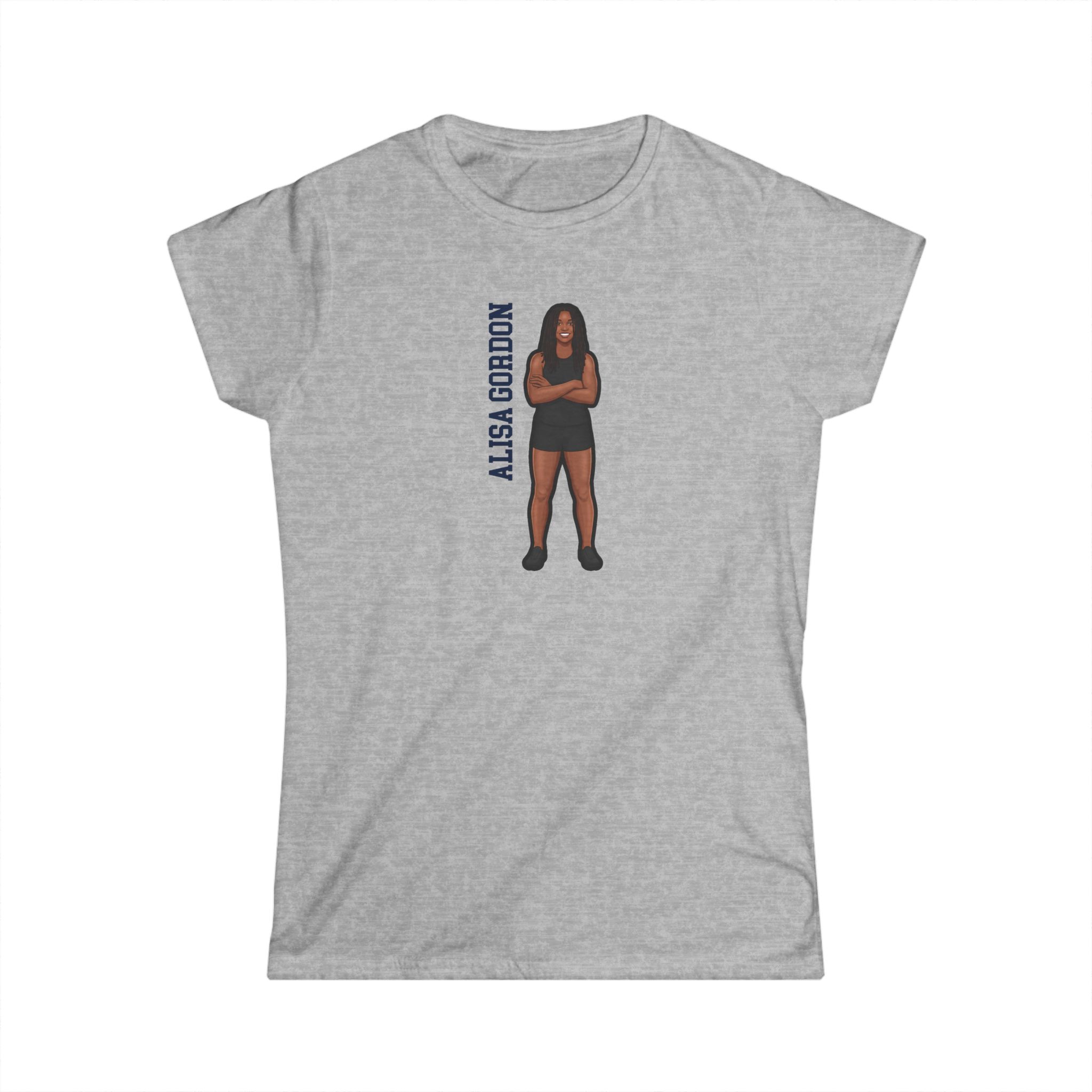 Women's Softstyle Tee — character_name_vertical in Grey