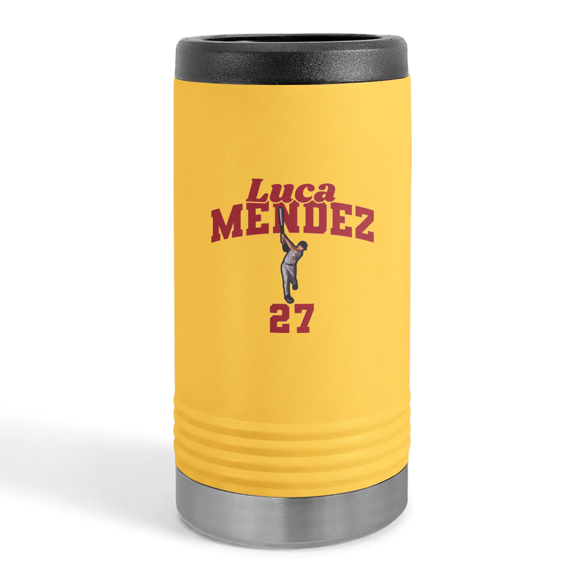 Slim Stainless Can Cooler — character_signature_arch in Yellow