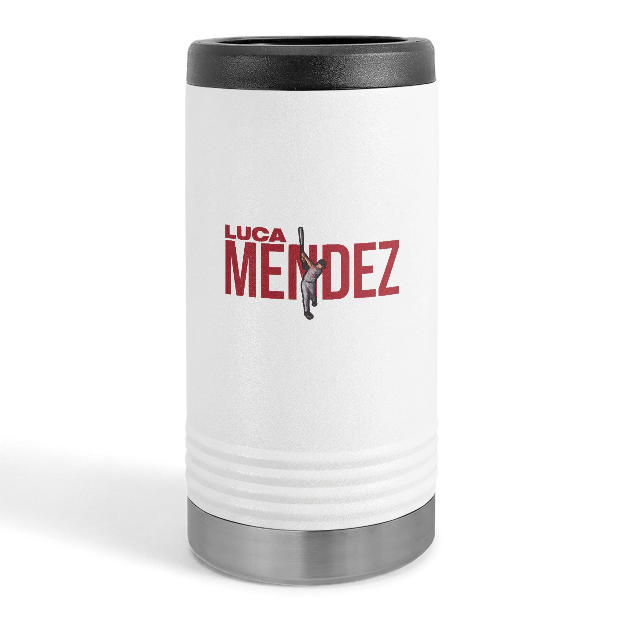 Slim Stainless Can Cooler — character_player_name in White