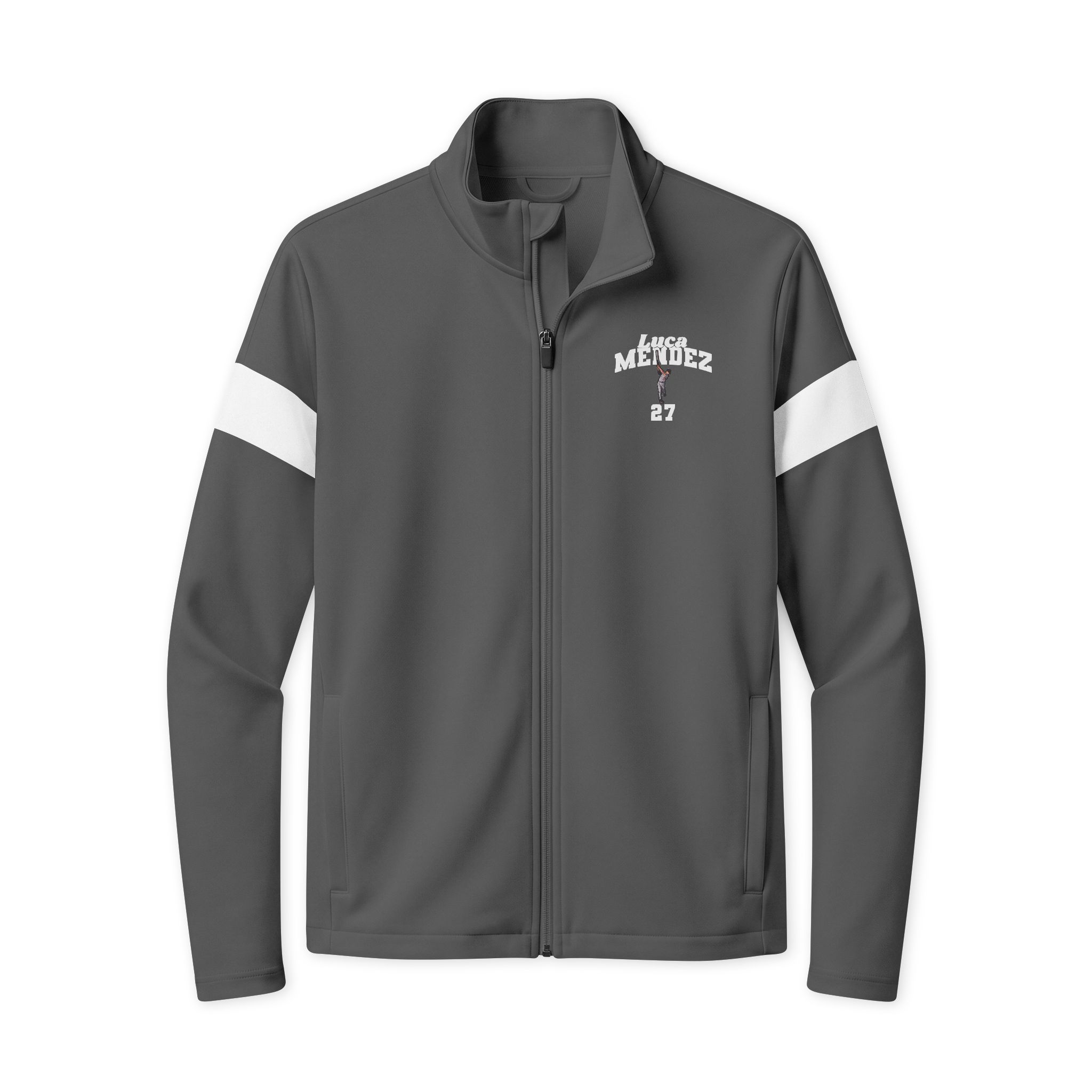 Travel Full-Zip Jacket — character_signature_arch in Iron Grey/ White