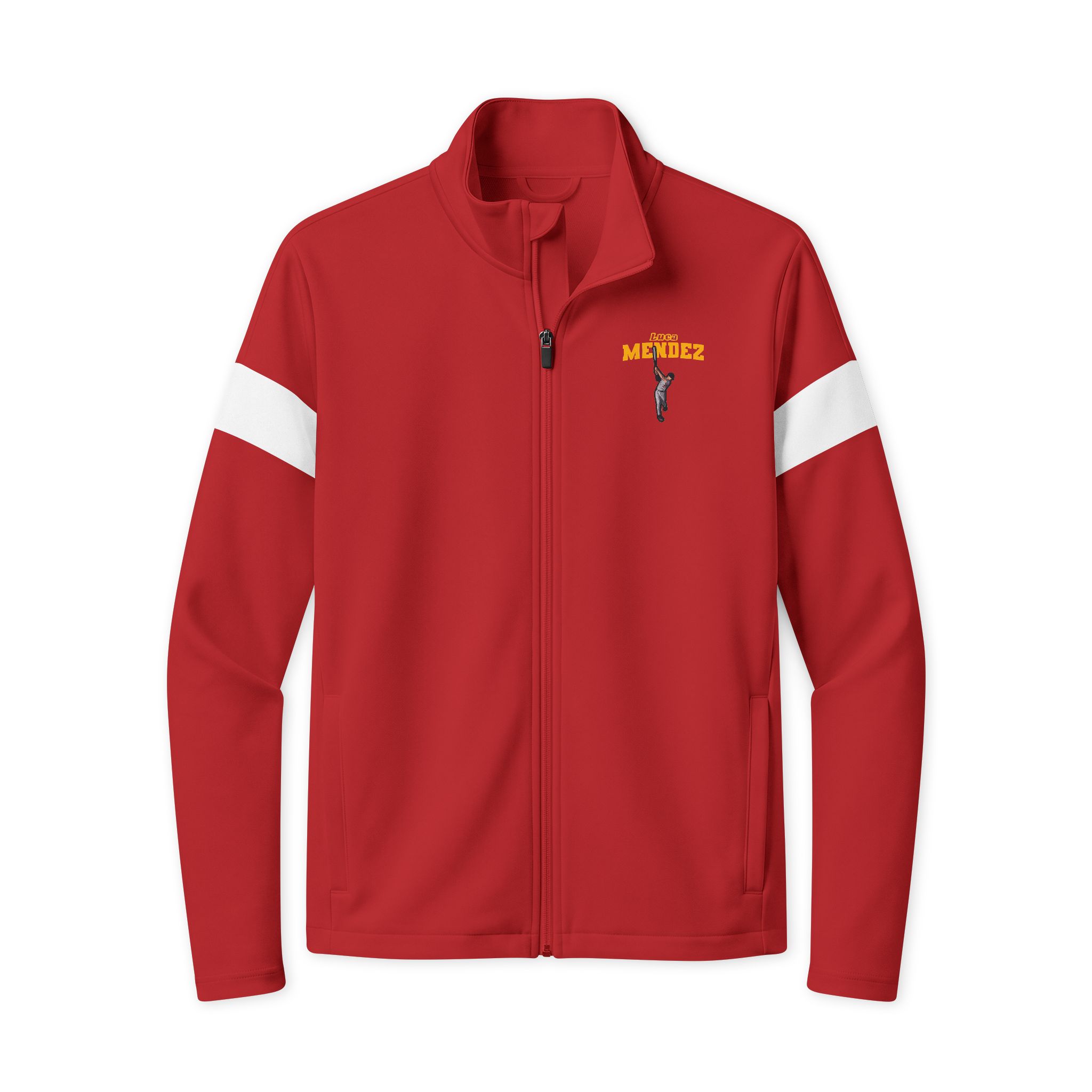 Travel Full-Zip Jacket — character_name_arch in Deep Red/ White