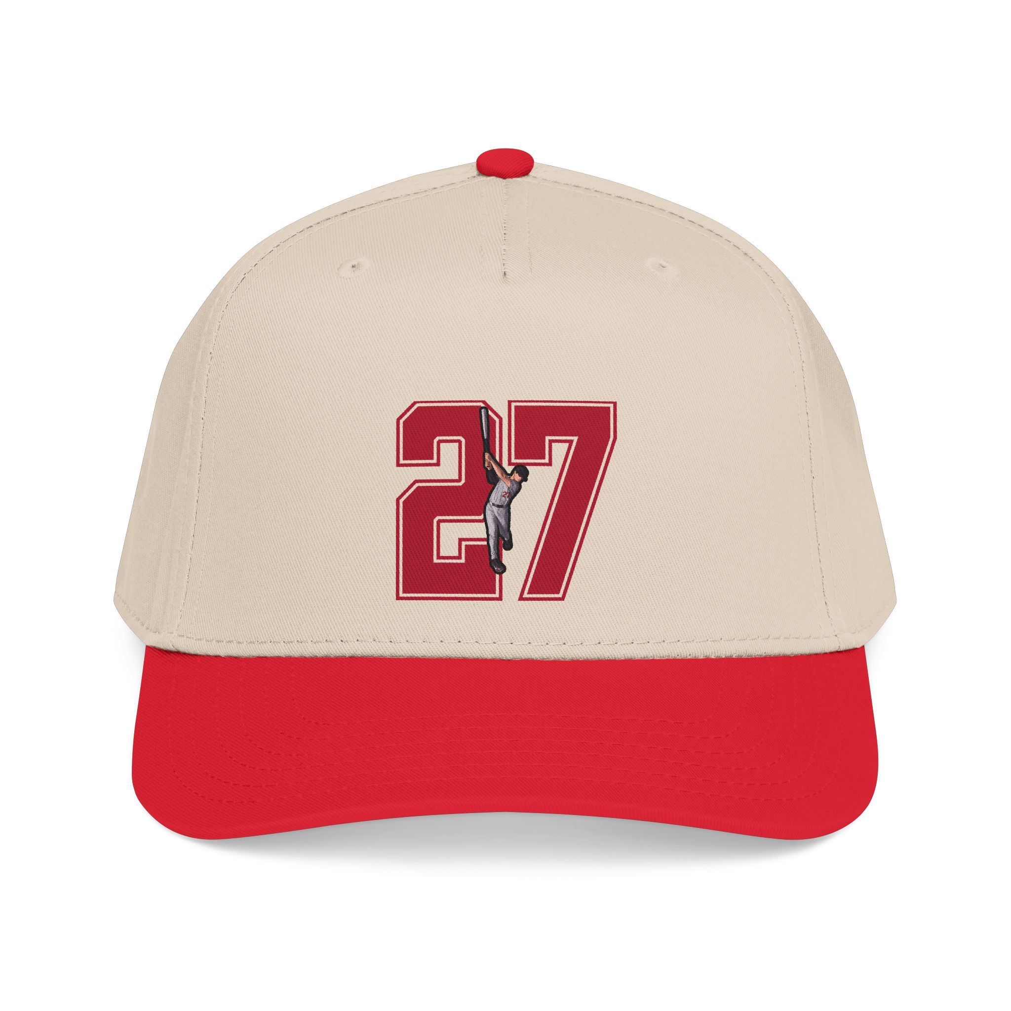 Baseball Cap — character_number in Red / Natural