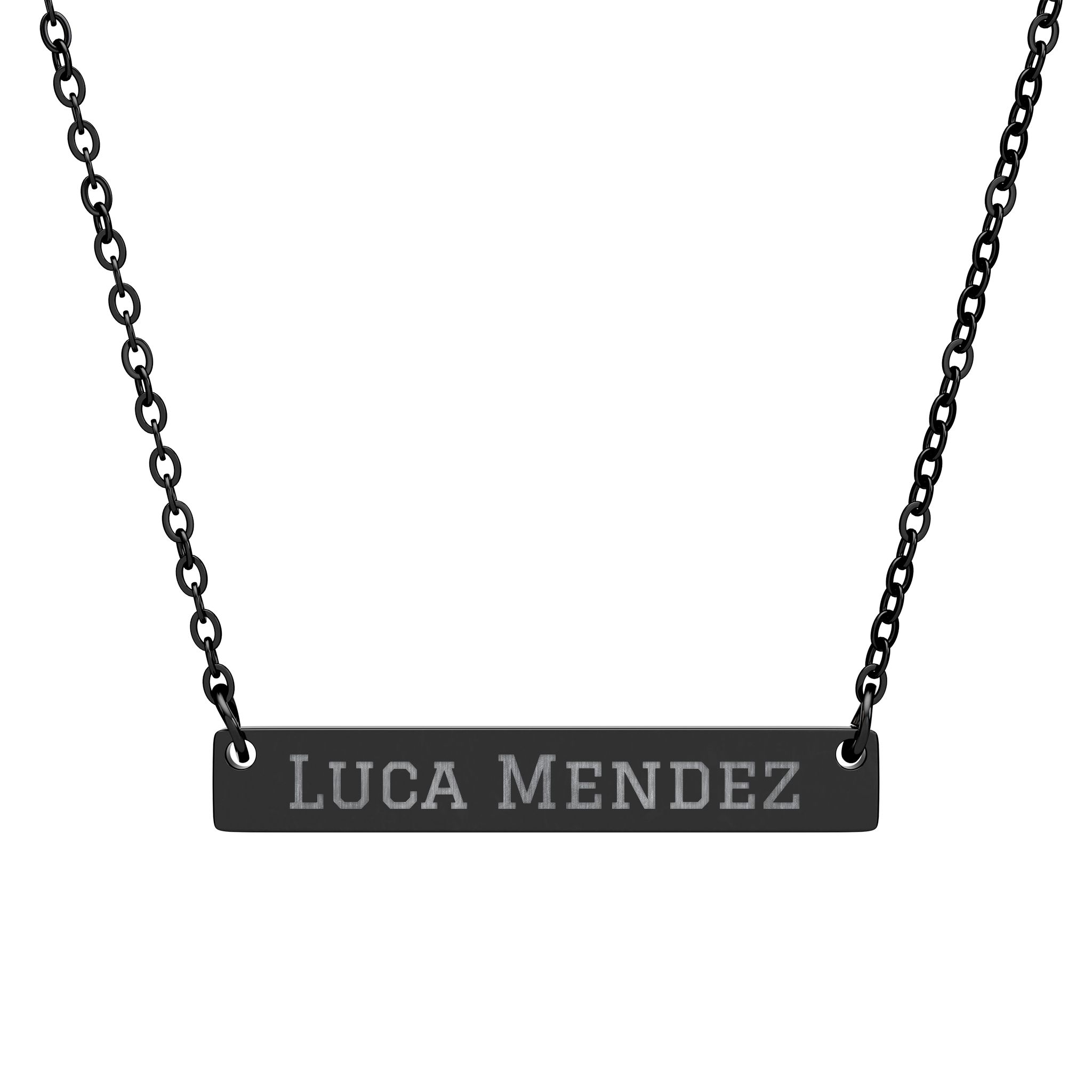 Engraved Bar Necklace — Classic in Black