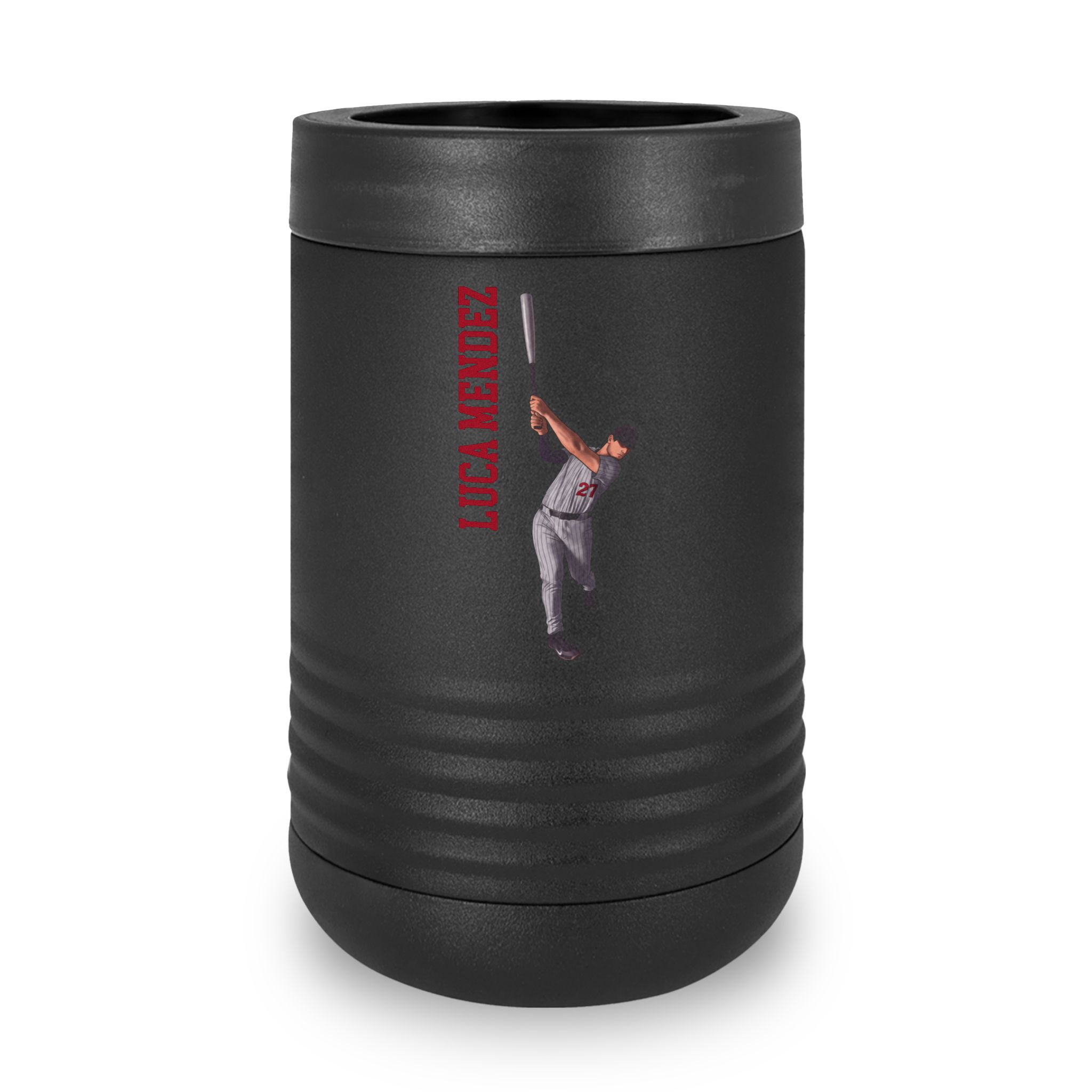 Stainless Can Cooler — character_name_vertical in Black