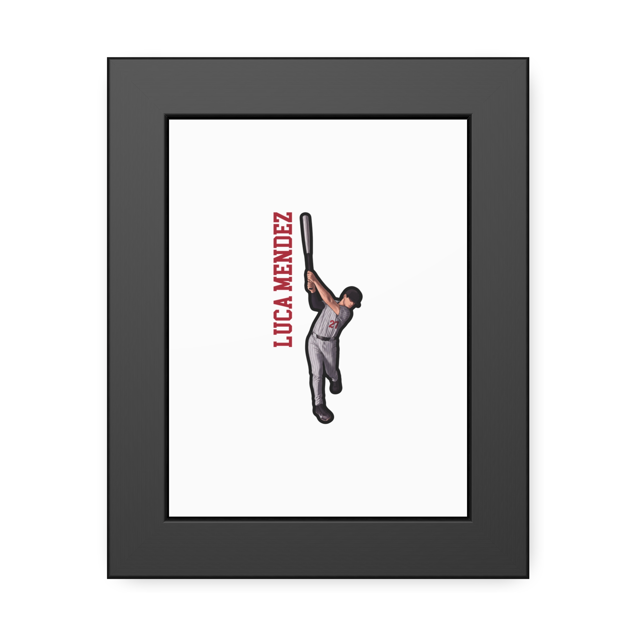 Framed Poster — character_name_vertical in Black