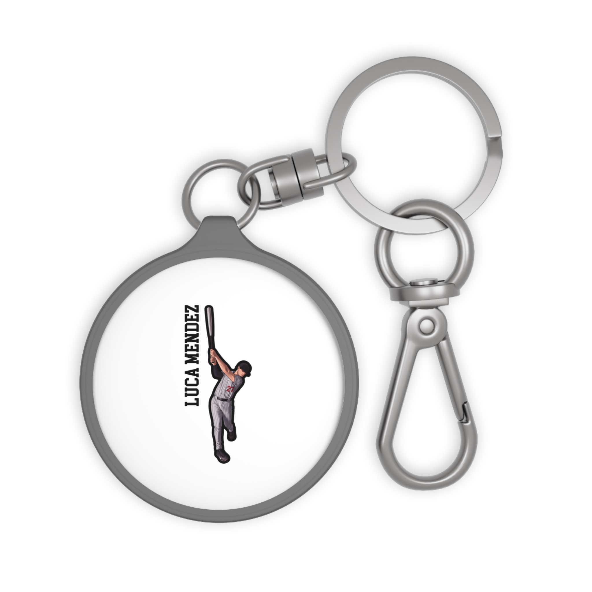 Keychain — character_name_vertical in Grey