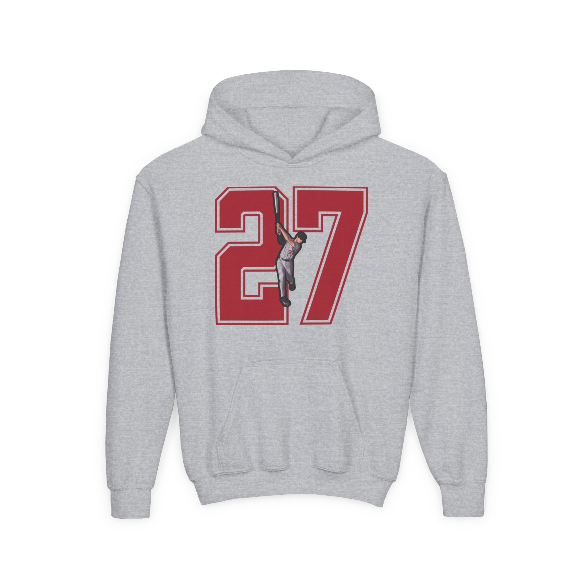 Youth Hoodie — character_number in Grey