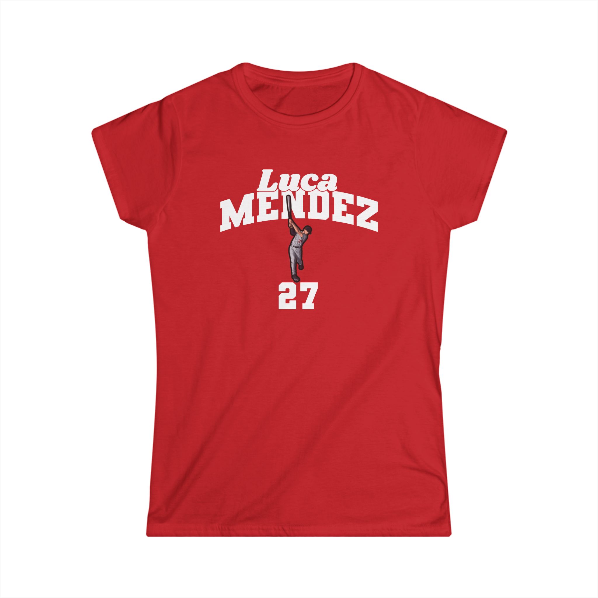 Women's Softstyle Tee — character_signature_arch in Red