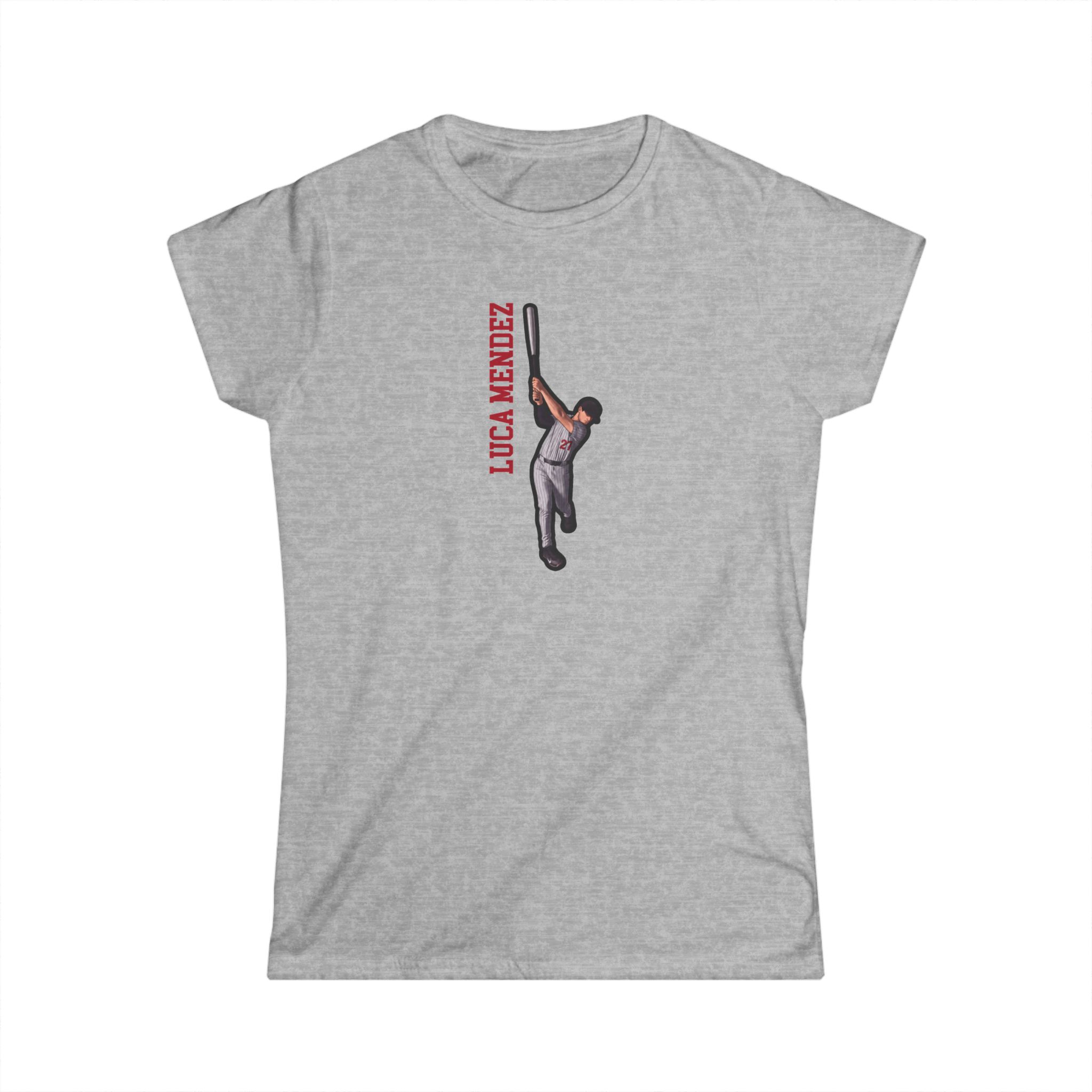 Women's Softstyle Tee — character_name_vertical in Grey