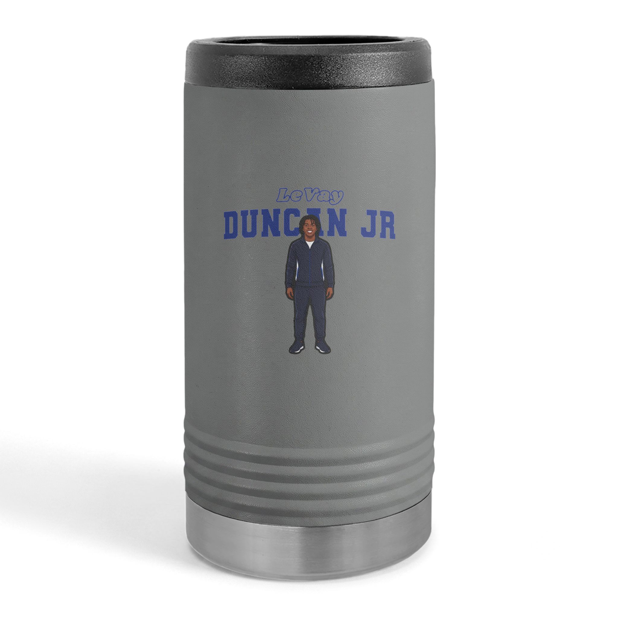Slim Stainless Can Cooler — character_name_arch in Grey