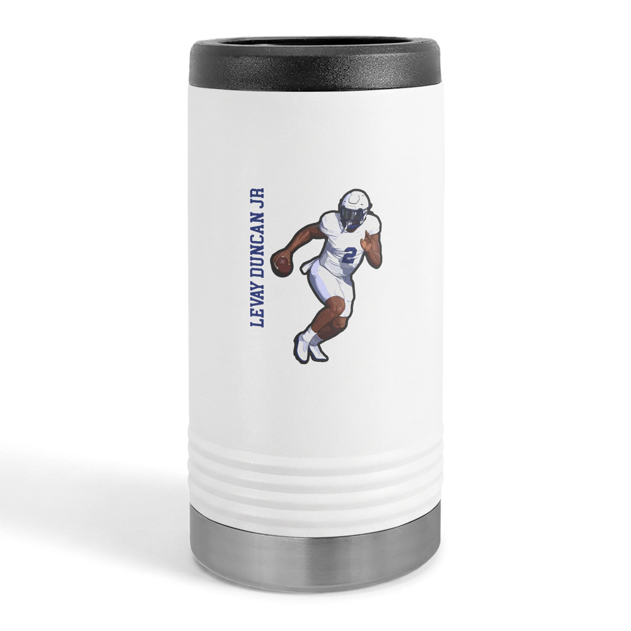Slim Stainless Can Cooler — character_name_vertical in White
