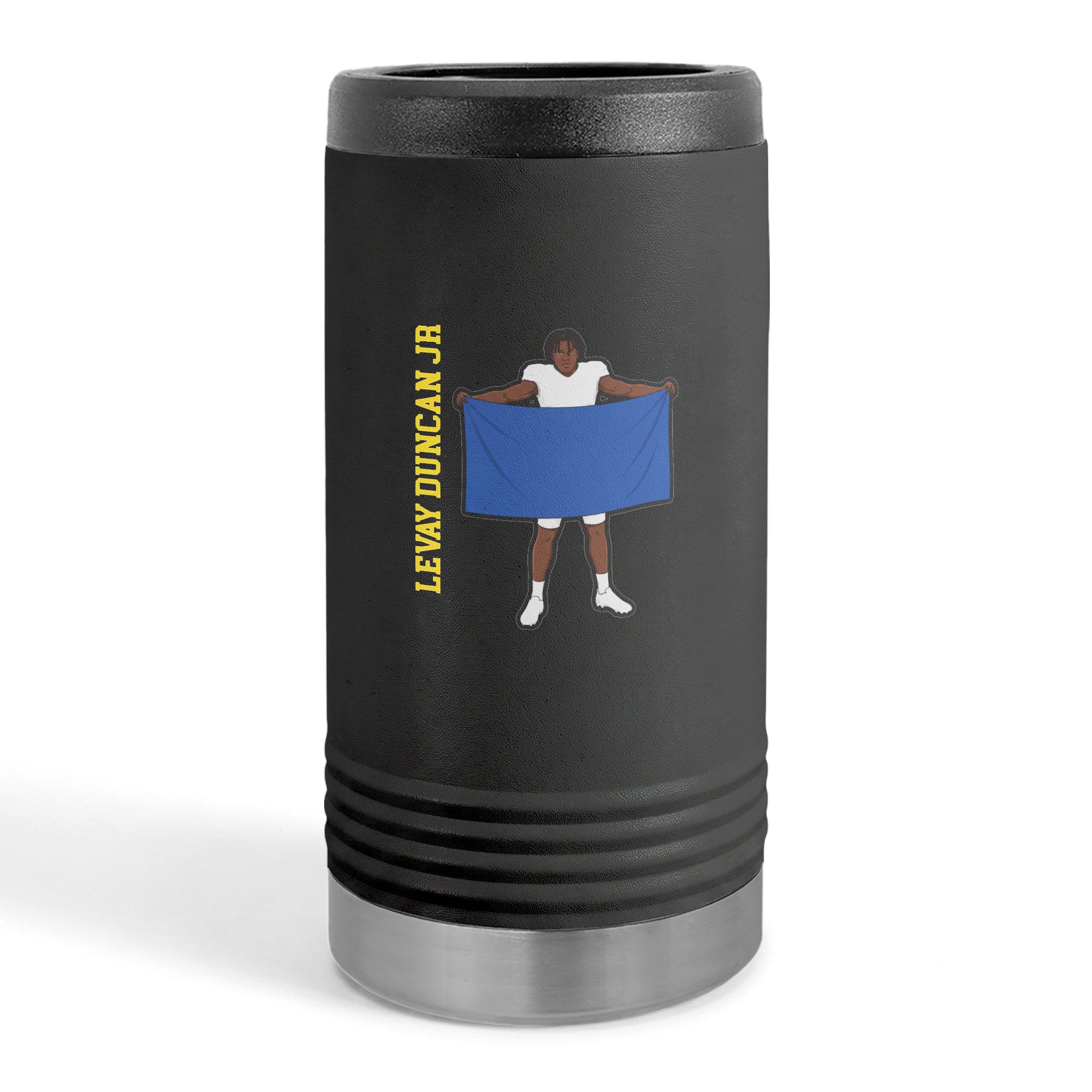 Slim Stainless Can Cooler — character_name_vertical in Black