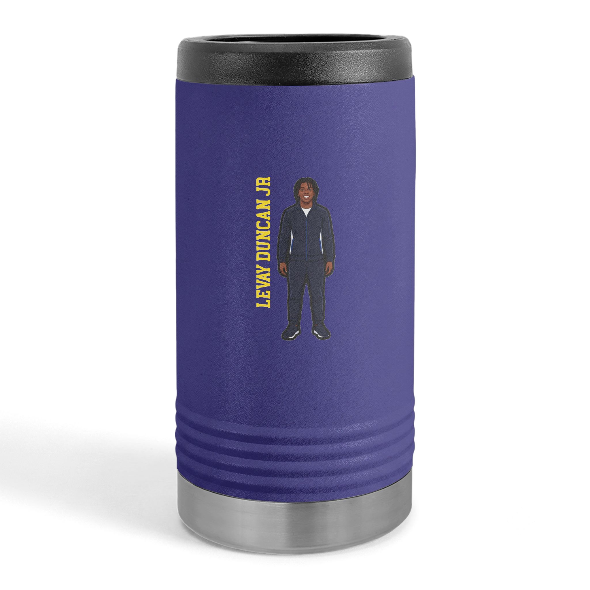 Slim Stainless Can Cooler — character_name_vertical in Purple