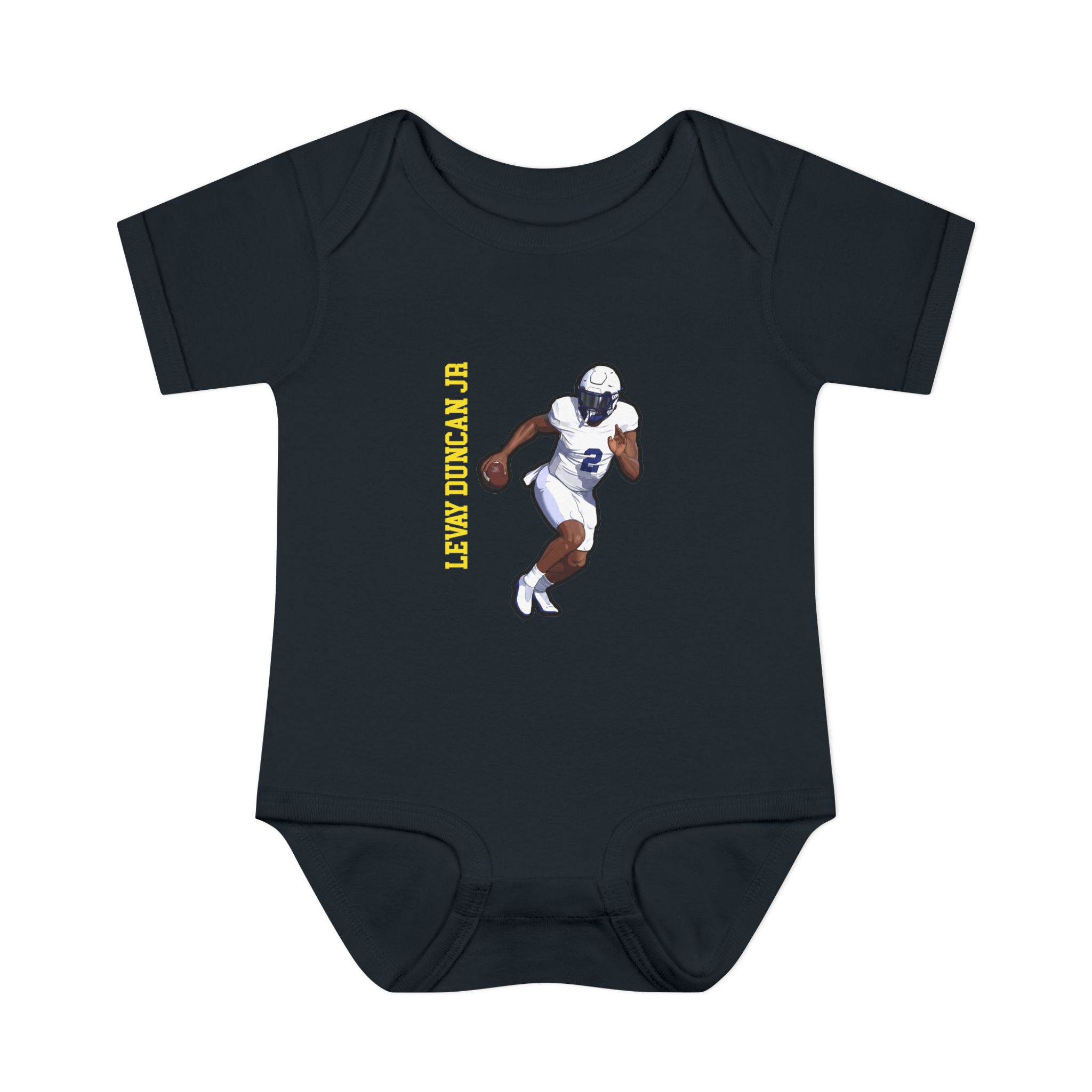 Baby Onesie — character_name_vertical in Black
