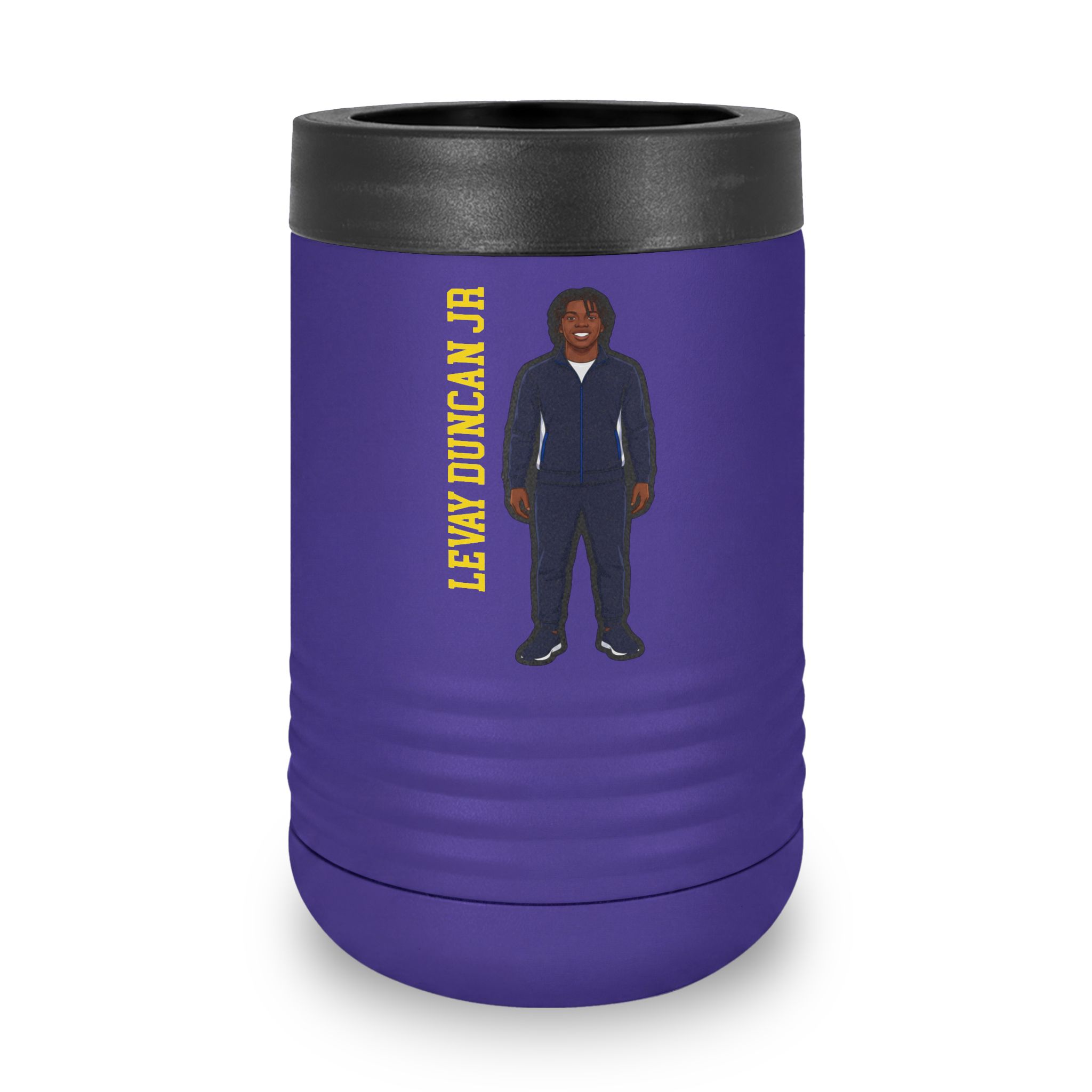 Stainless Can Cooler — character_name_vertical in Purple
