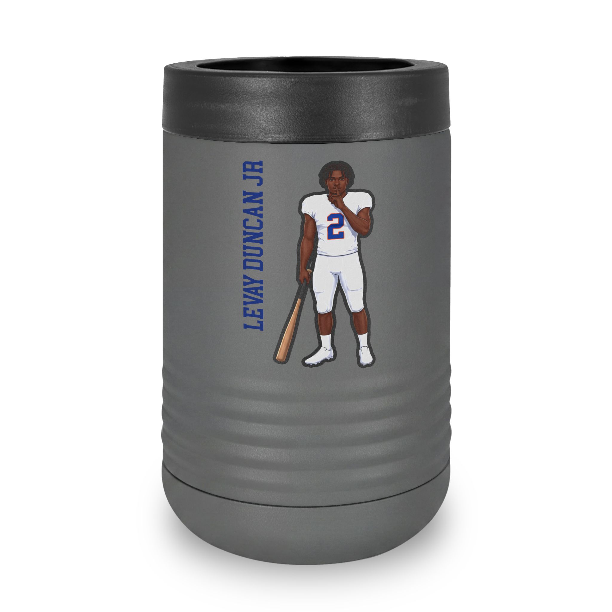 Stainless Can Cooler — character_name_vertical in Grey