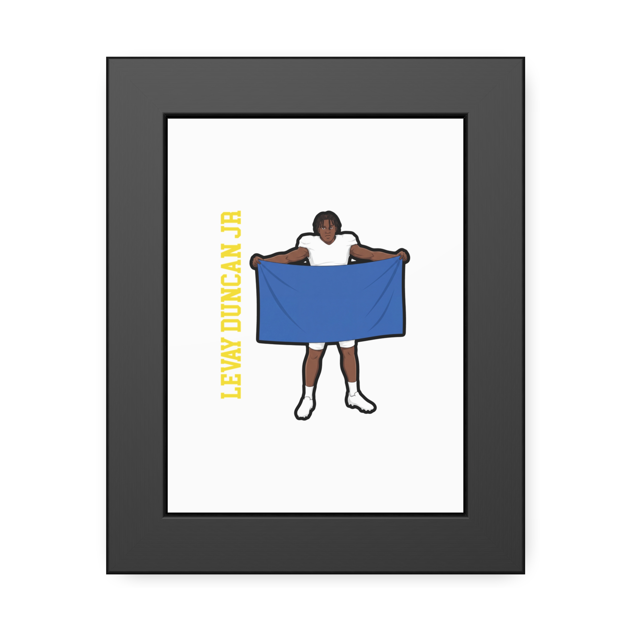 Framed Poster — character_name_vertical in Black