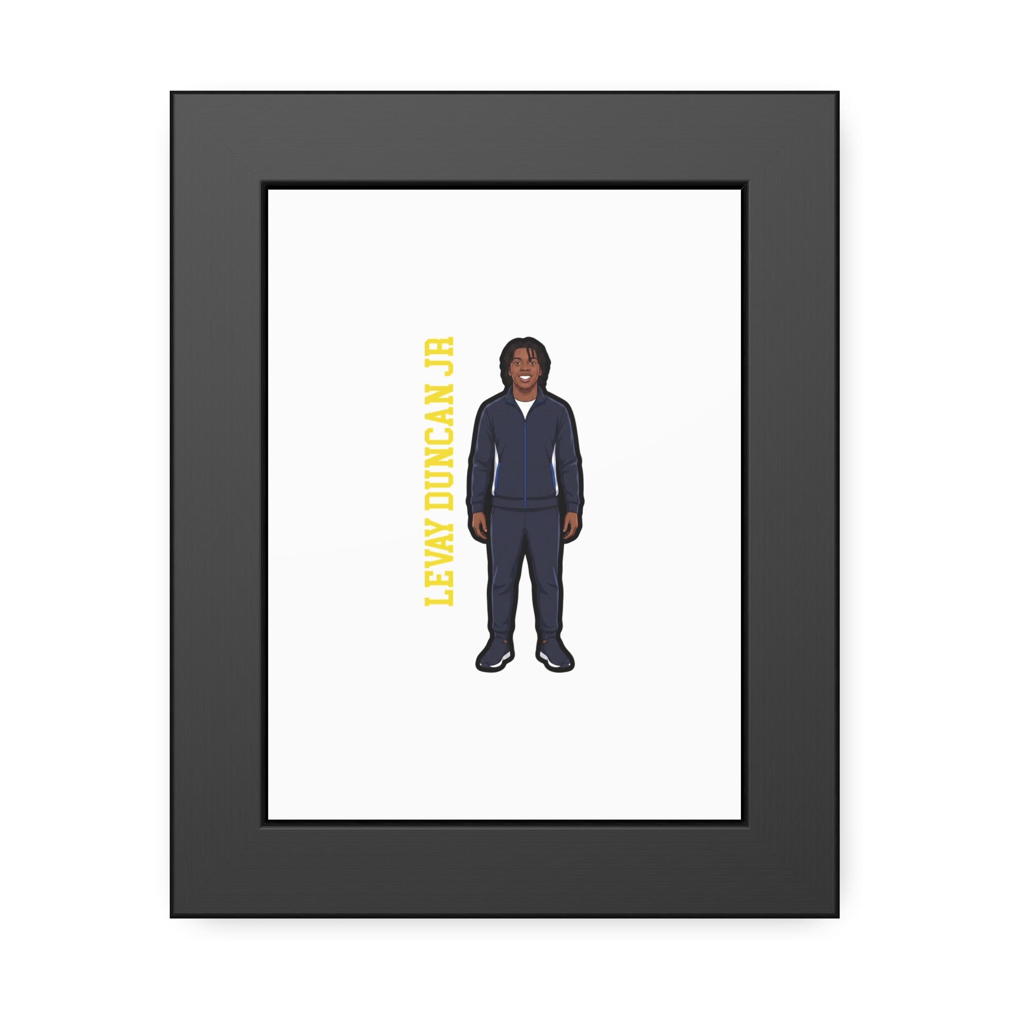 Framed Poster — character_name_vertical in Black