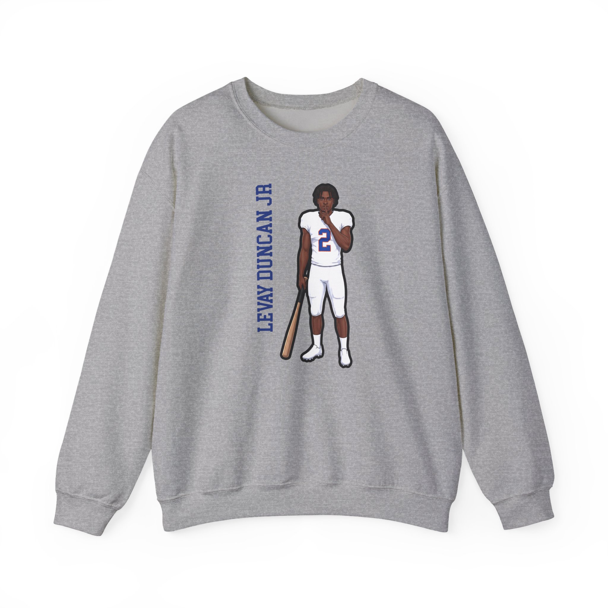 Crewneck Sweatshirt — character_name_vertical in Grey
