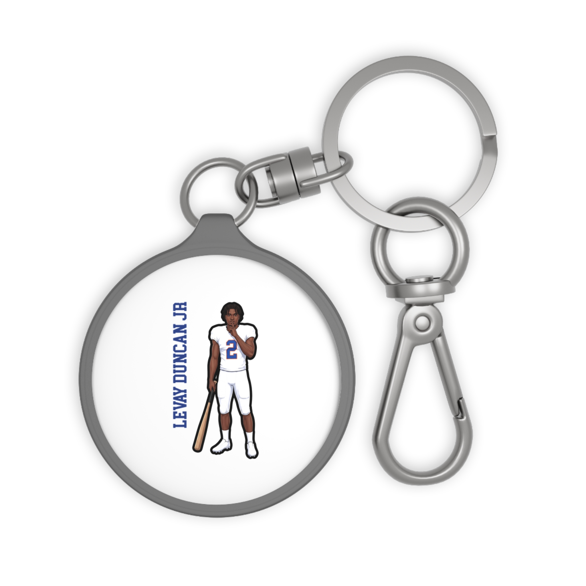 Keychain — character_name_vertical in Grey