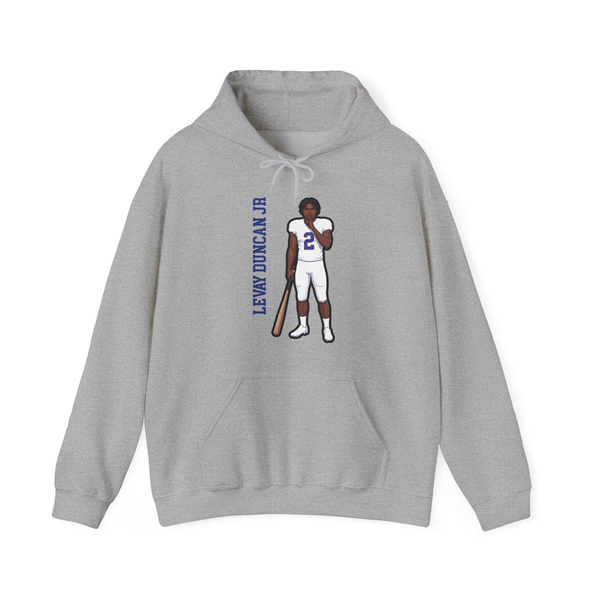 Hoodie — character_name_vertical in Grey