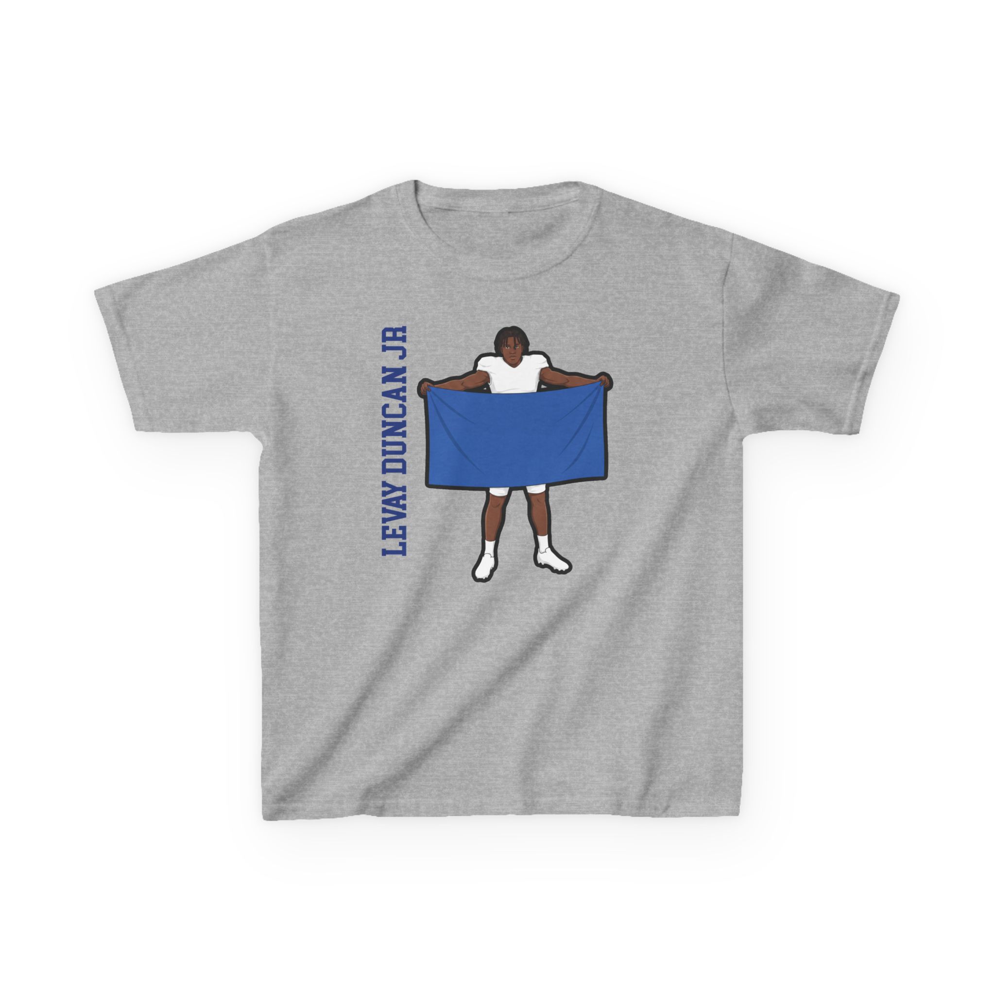 Youth Tee — character_name_vertical in Grey