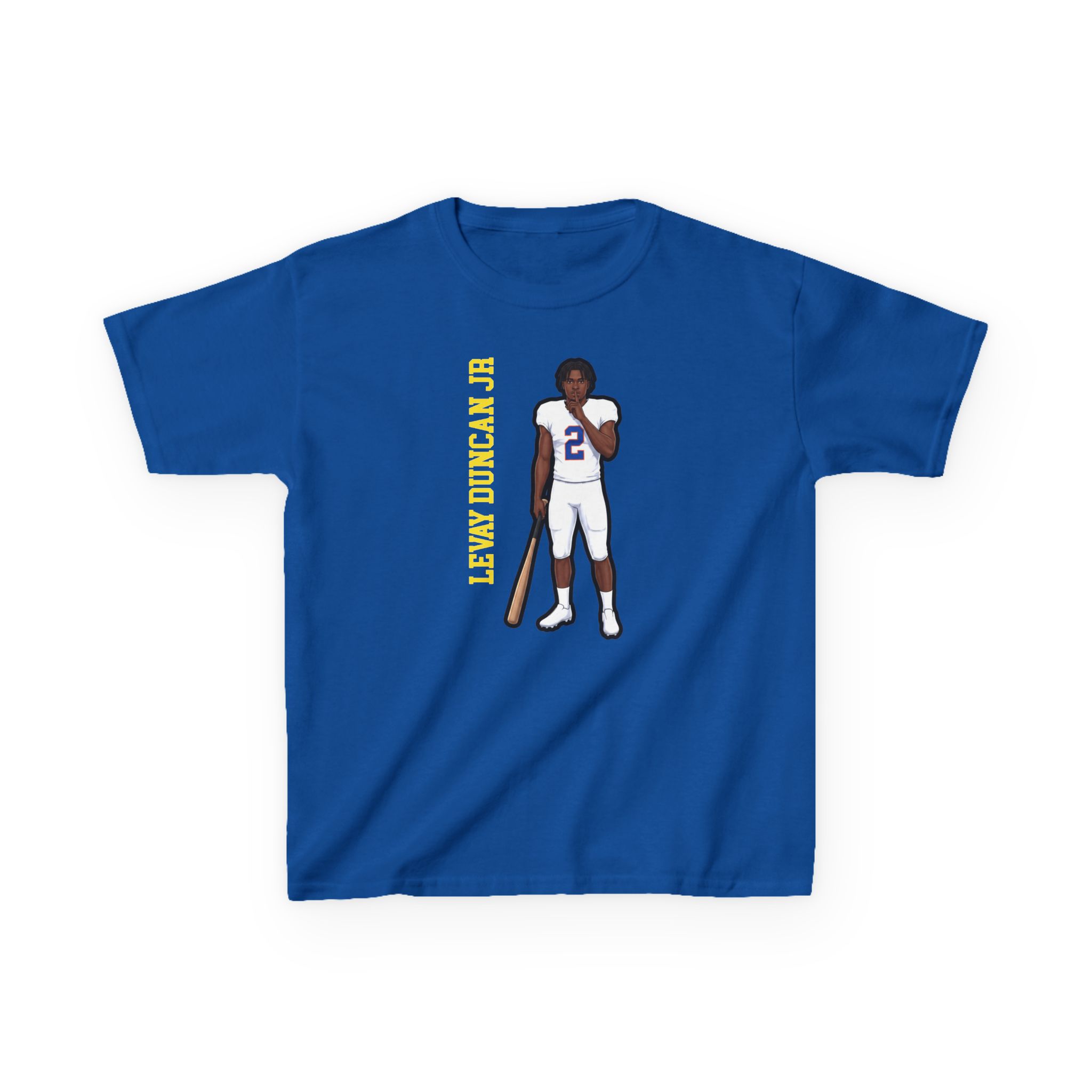 Youth Tee — character_name_vertical in Royal