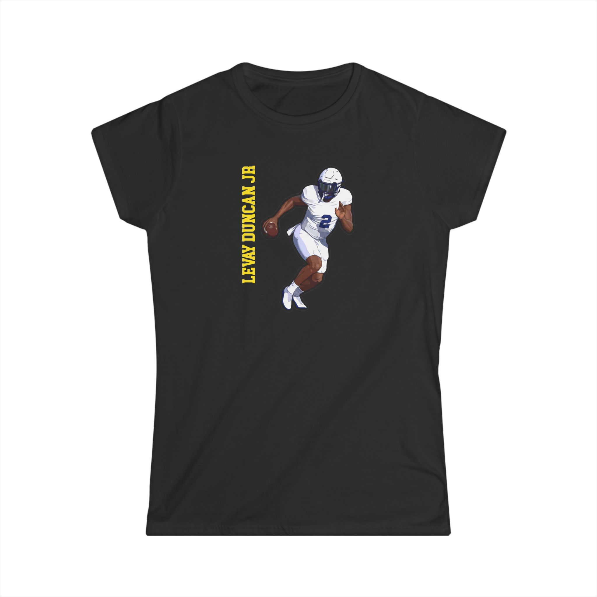 Women's Softstyle Tee — character_name_vertical in Black