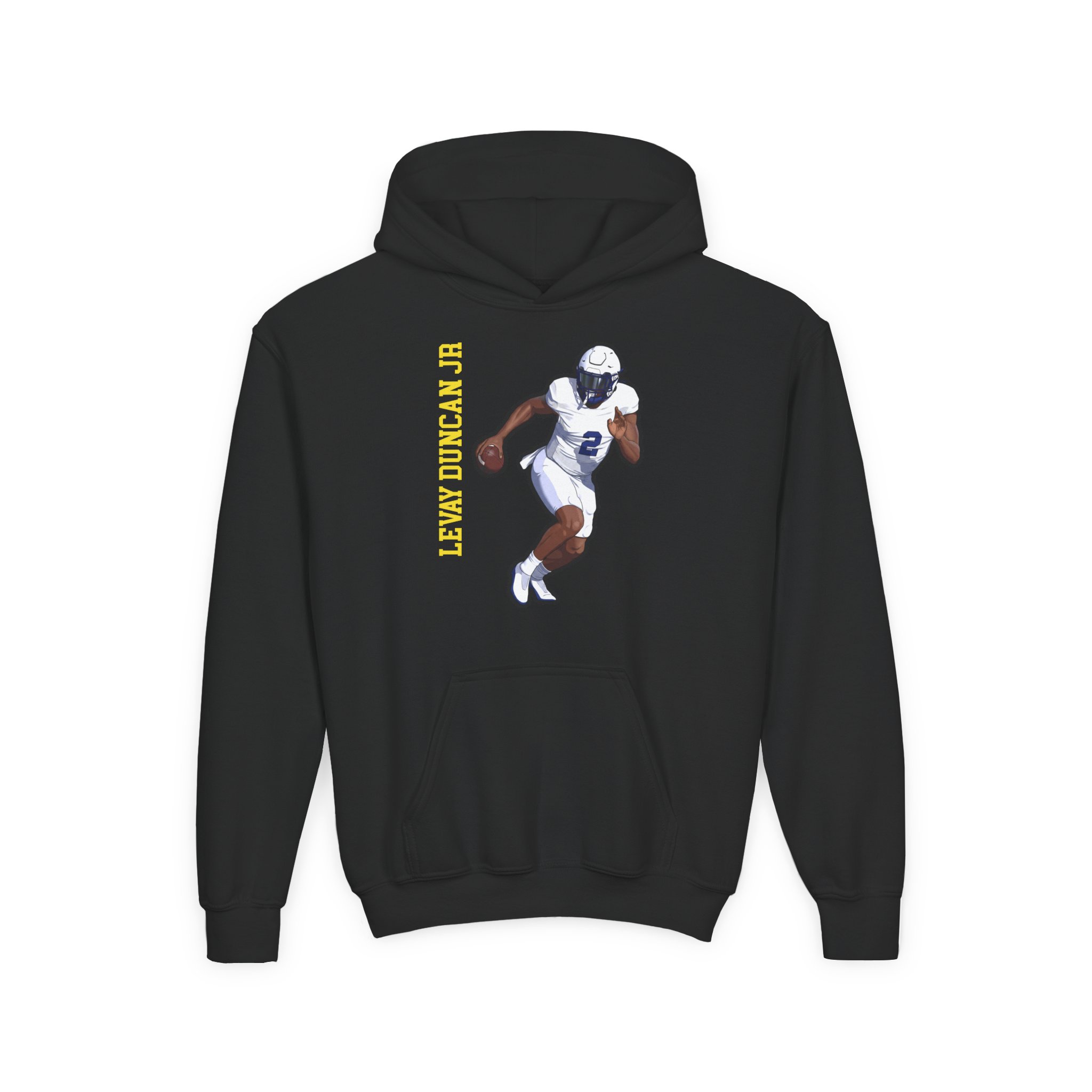 Youth Hoodie — character_name_vertical in Black