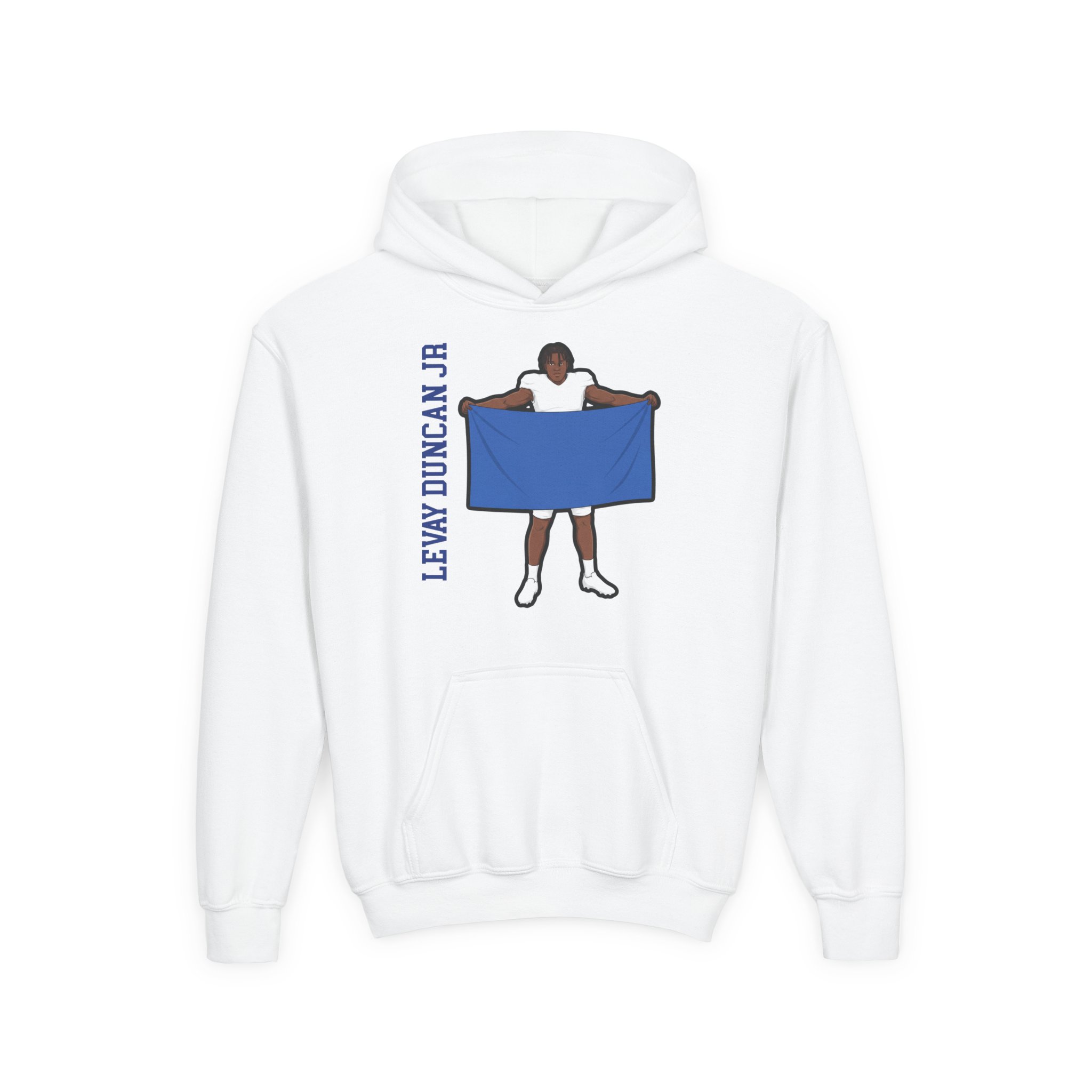 Youth Hoodie — character_name_vertical in White