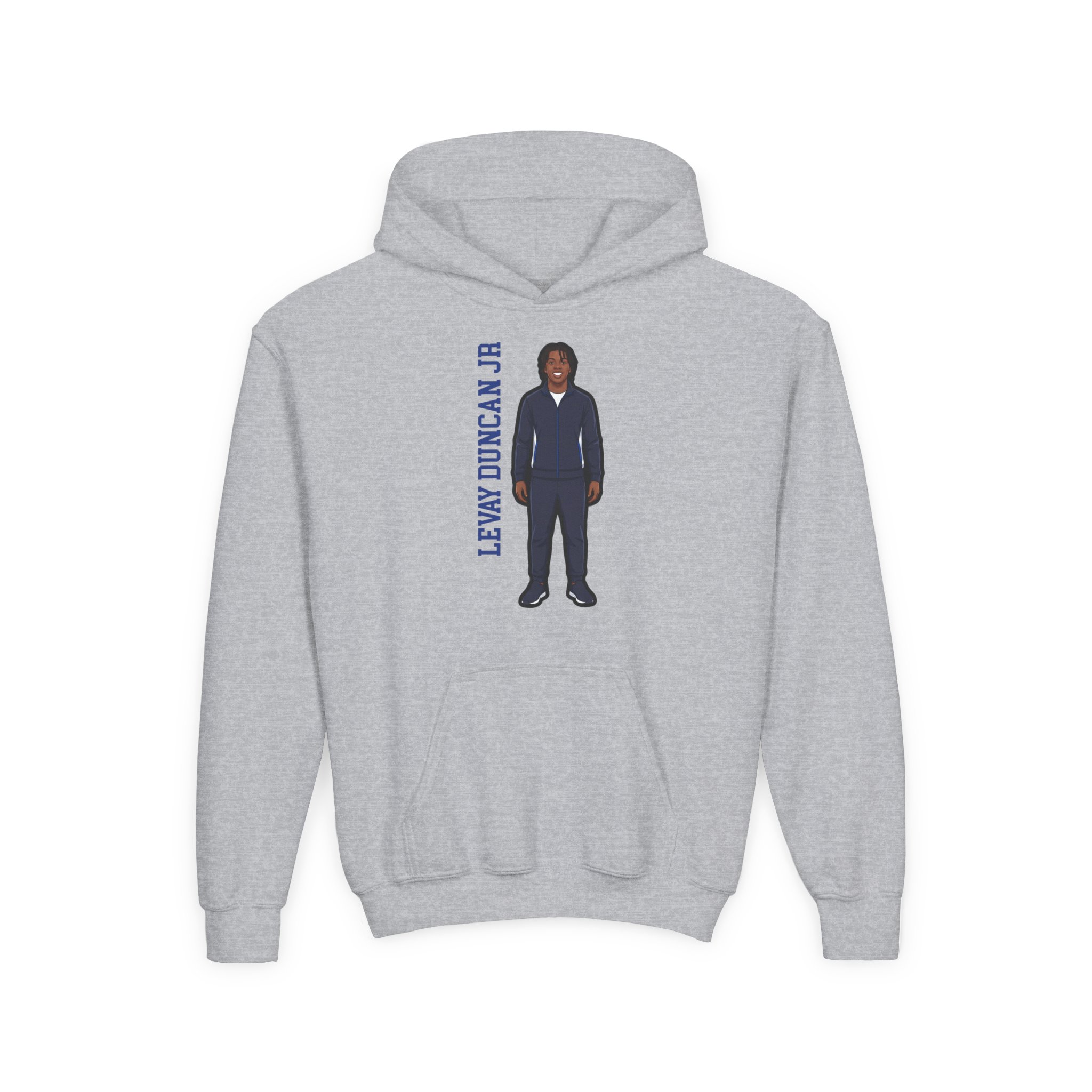 Youth Hoodie — character_name_vertical in Grey