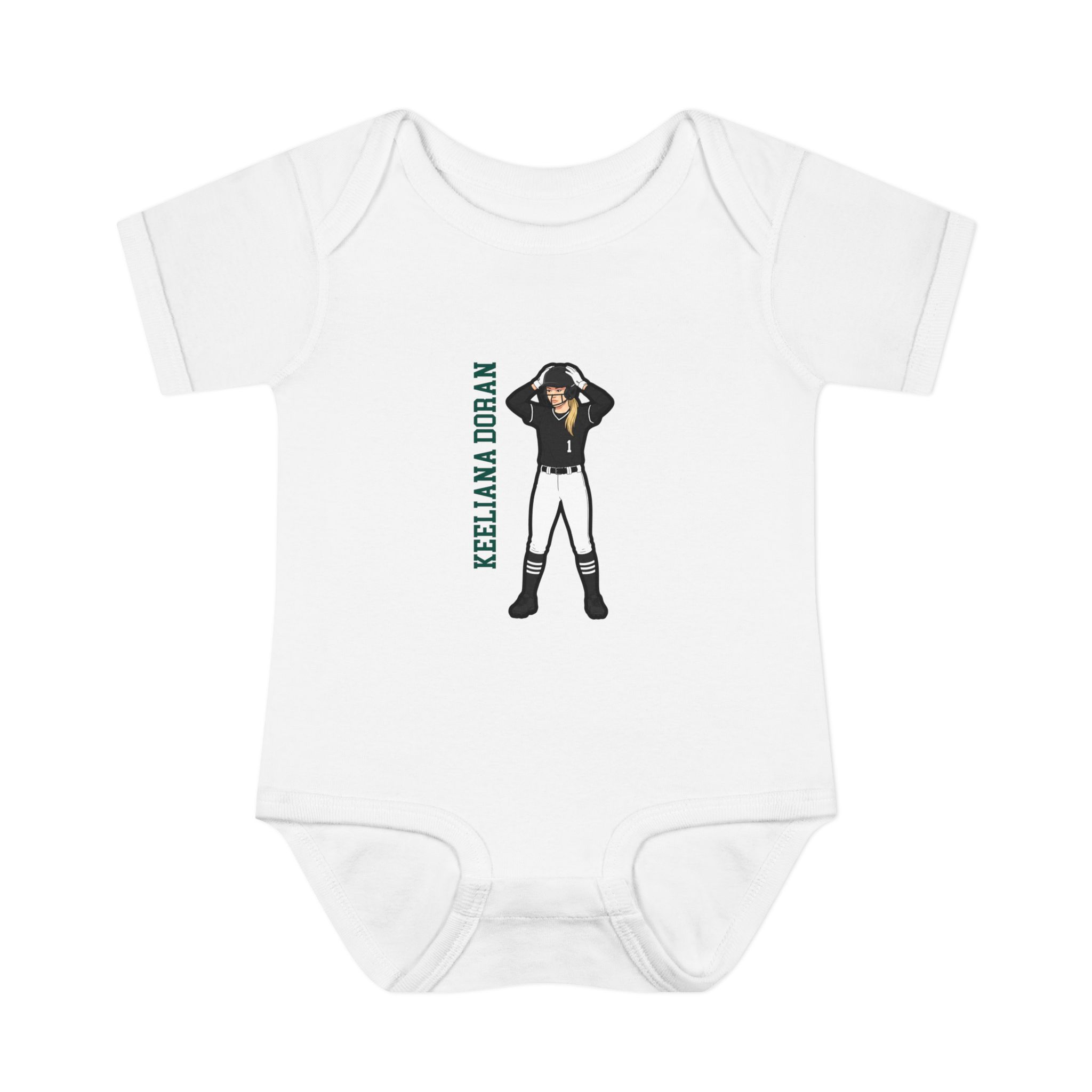 Baby Onesie — character_name_vertical in White