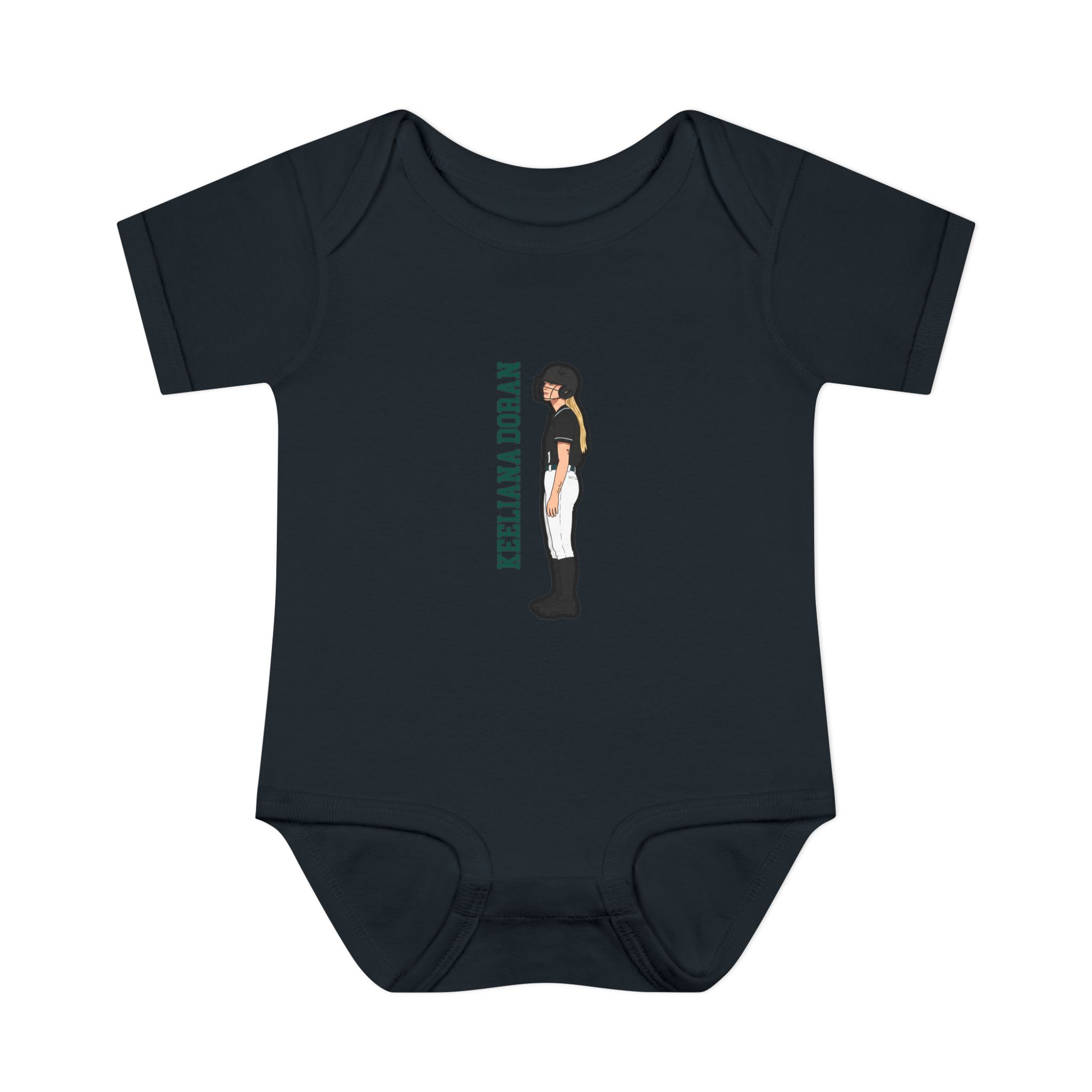 Baby Onesie — character_name_vertical in Black