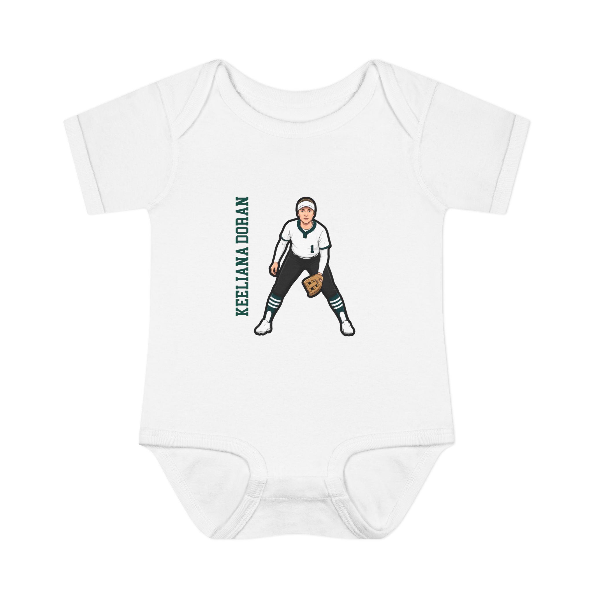 Baby Onesie — character_name_vertical in White