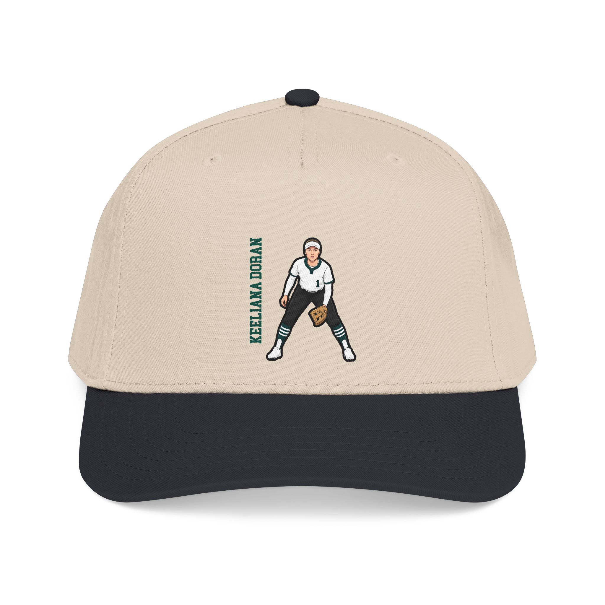 Baseball Cap — character_name_vertical in Black / Natural