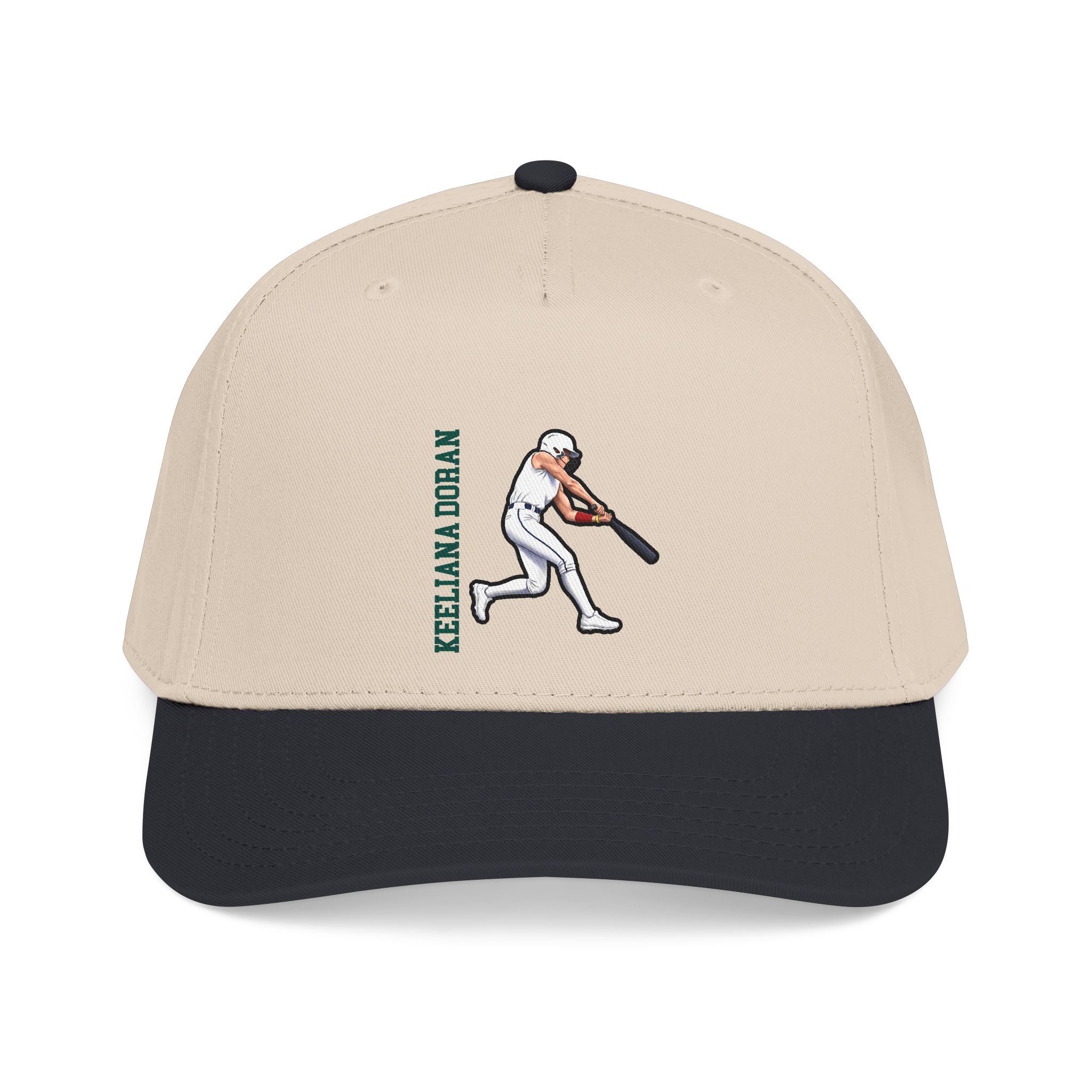 Baseball Cap — character_name_vertical in Black / Natural