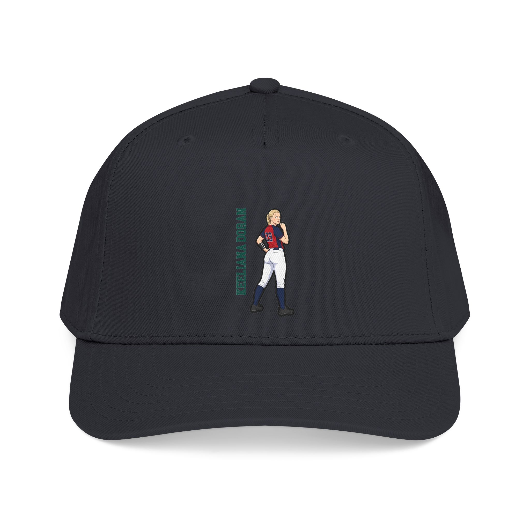 Baseball Cap — character_name_vertical in Black
