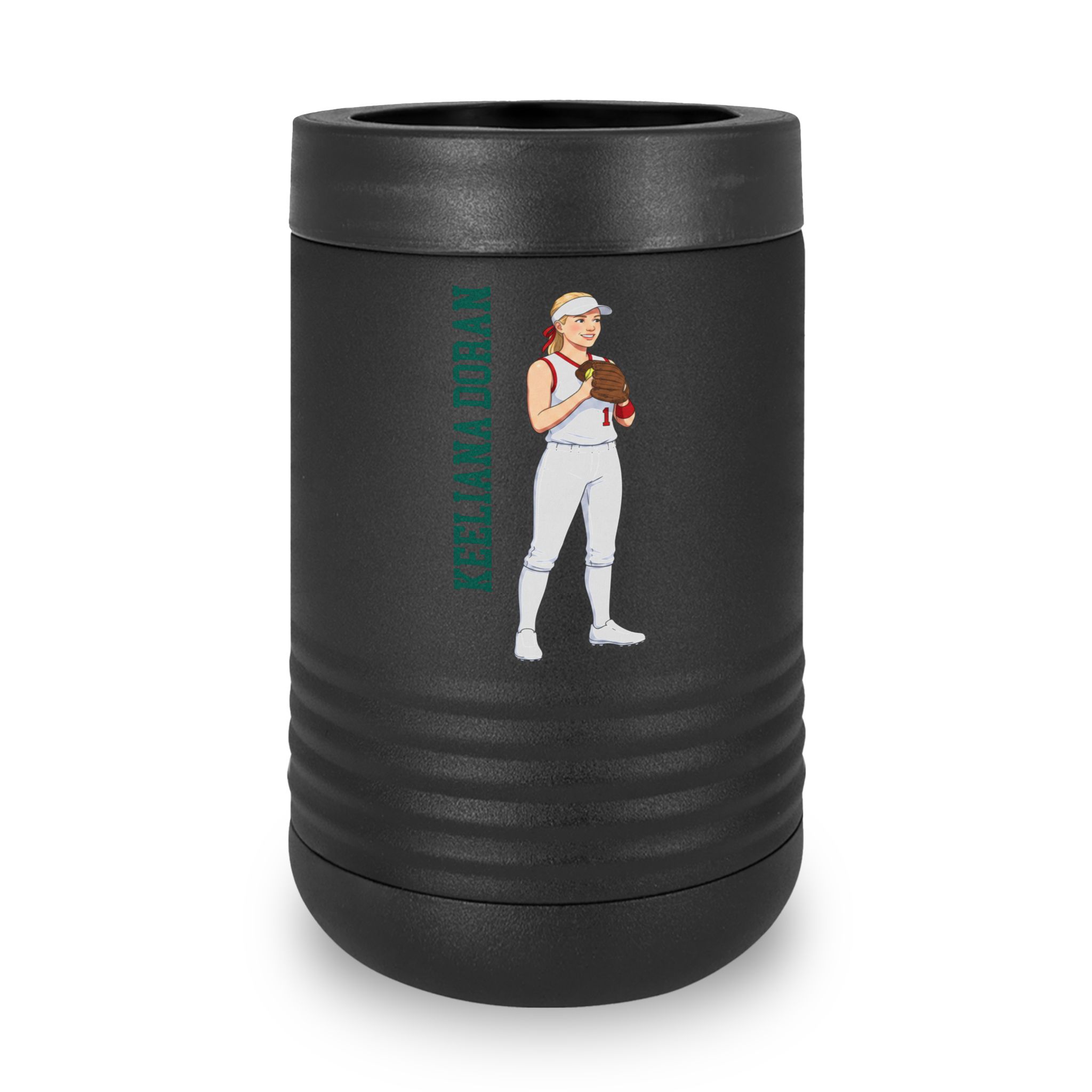Stainless Can Cooler — character_name_vertical in Black