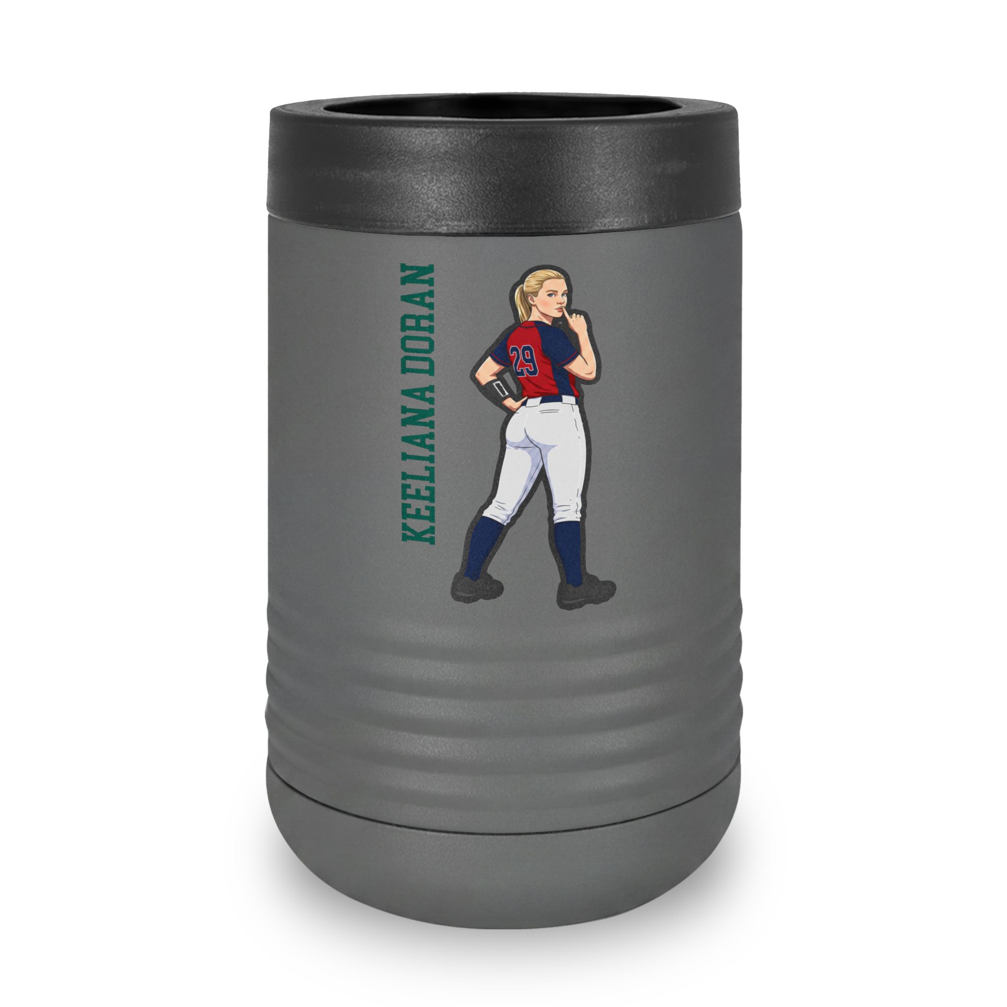 Stainless Can Cooler — character_name_vertical in Grey