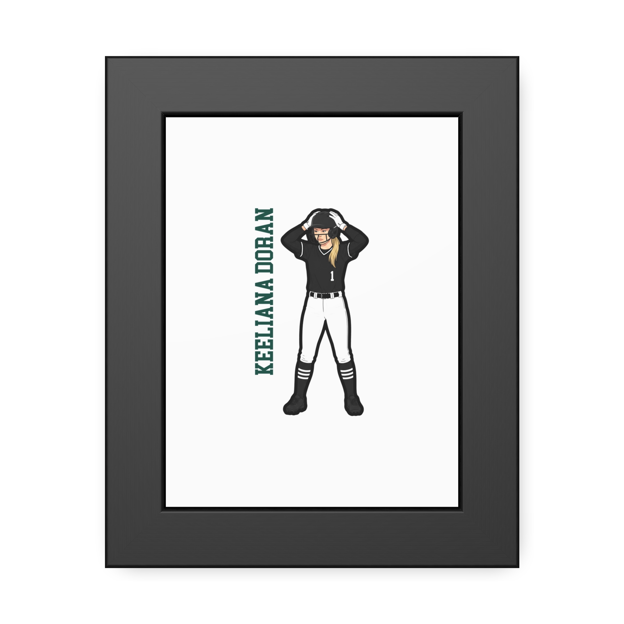 Framed Poster — character_name_vertical in Black
