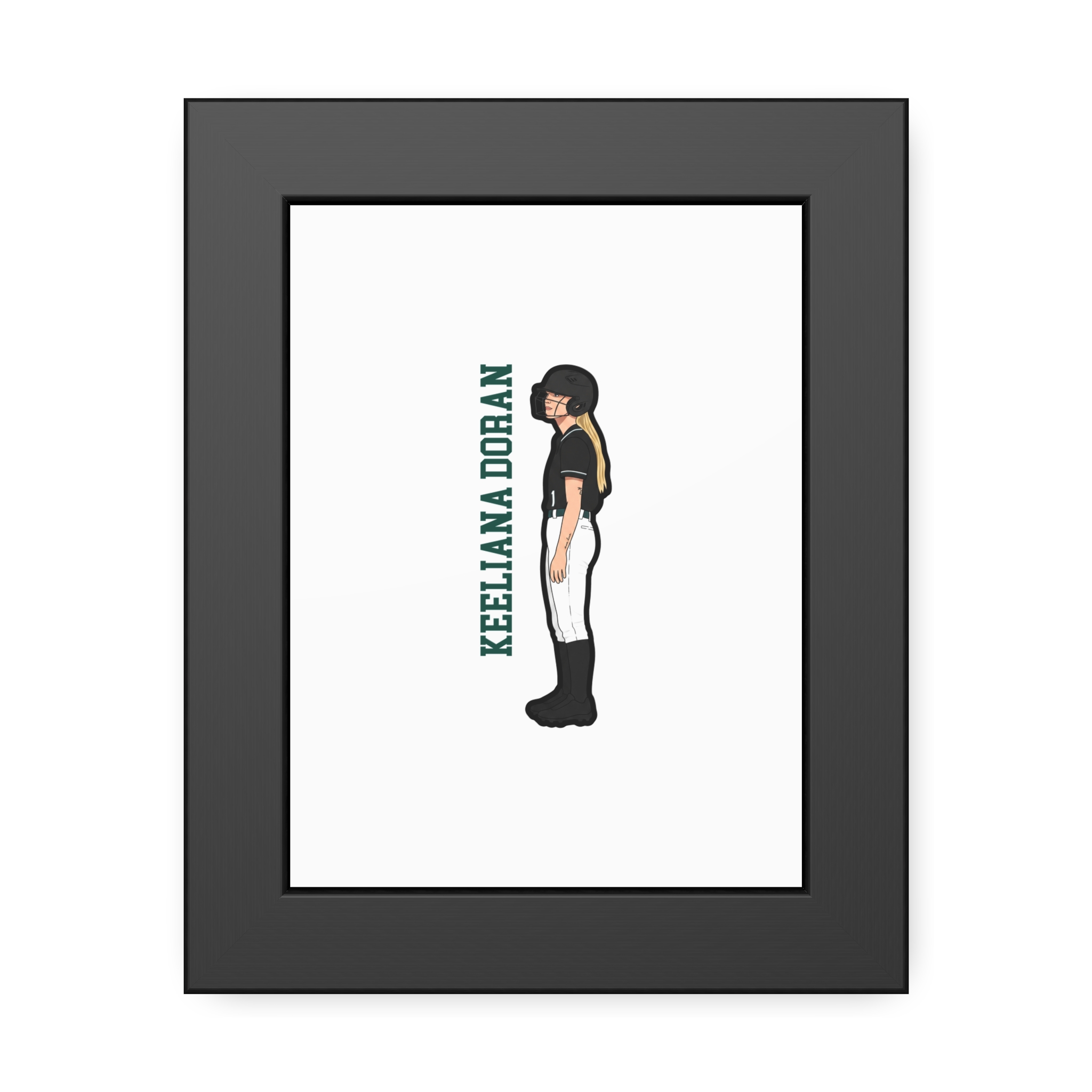 Framed Poster — character_name_vertical in Black