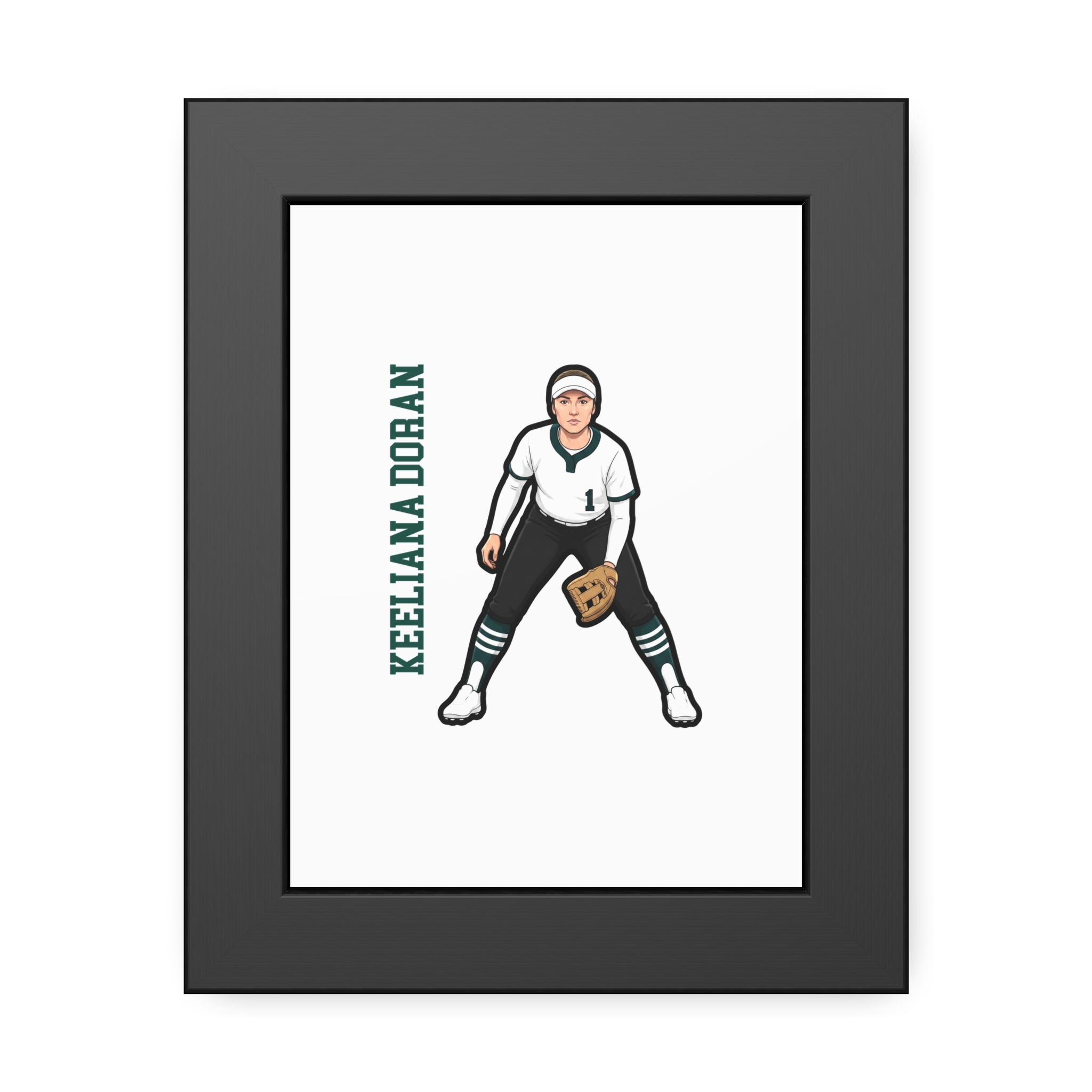 Framed Poster — character_name_vertical in Black