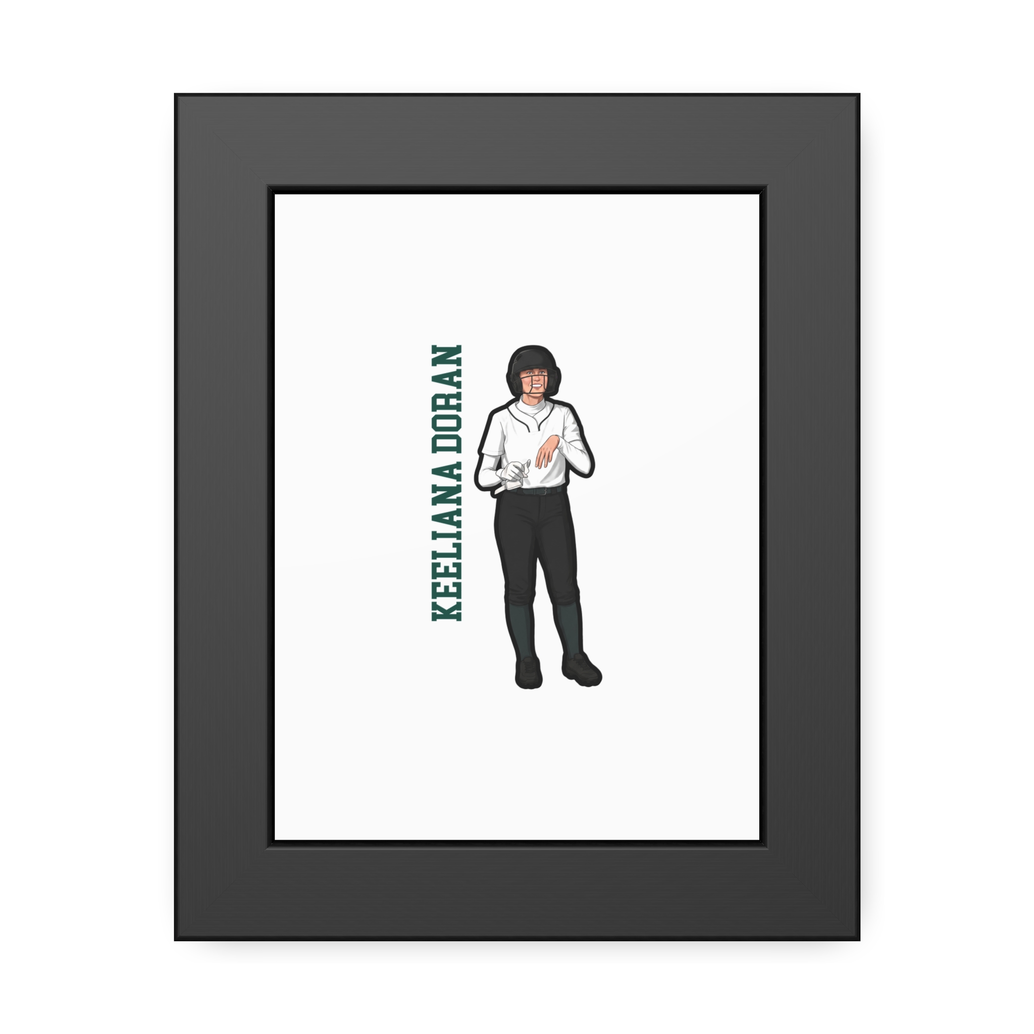 Framed Poster — character_name_vertical in Black