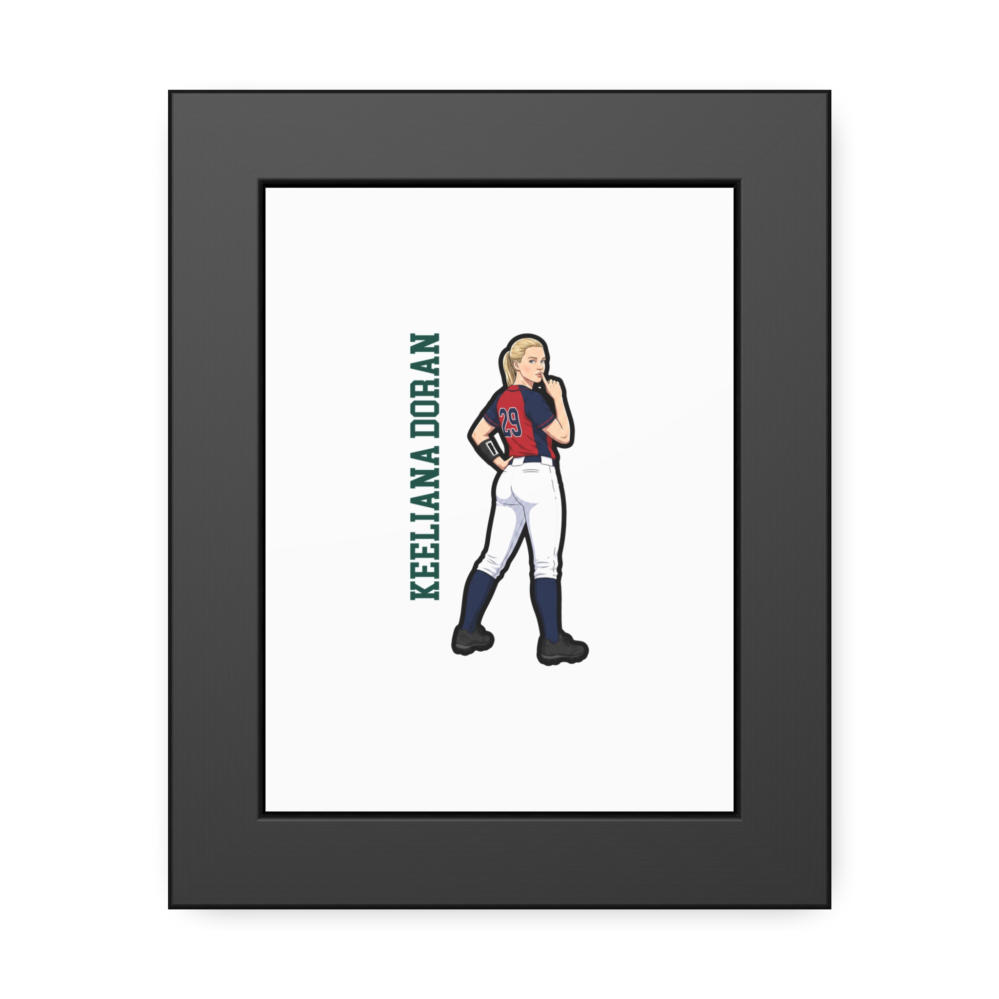 Framed Poster — character_name_vertical in Black