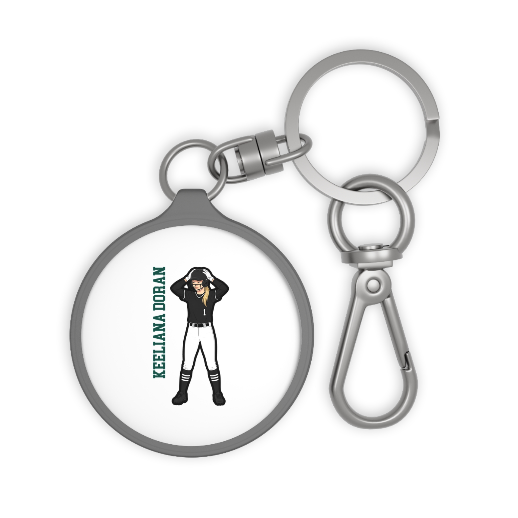 Keychain — character_name_vertical in Grey