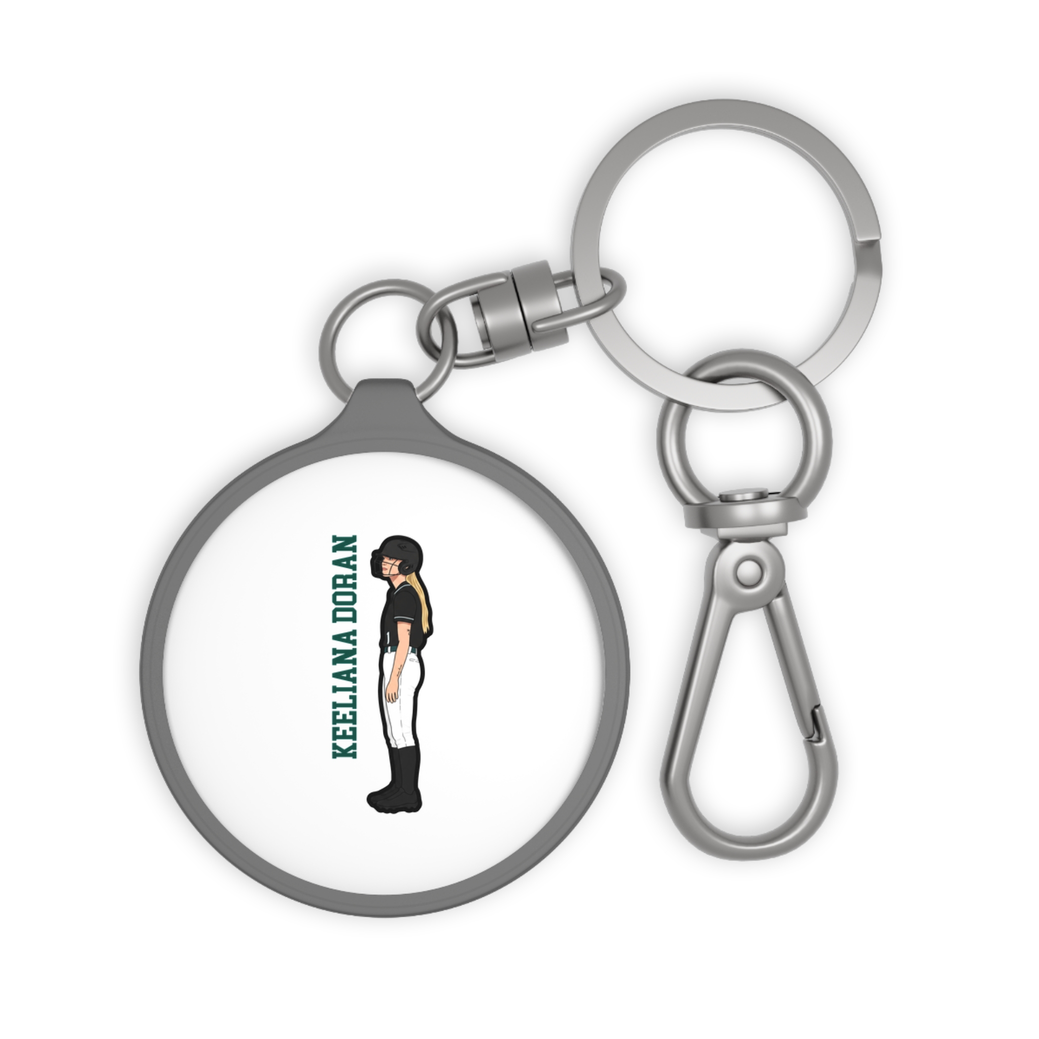 Keychain — character_name_vertical in Grey