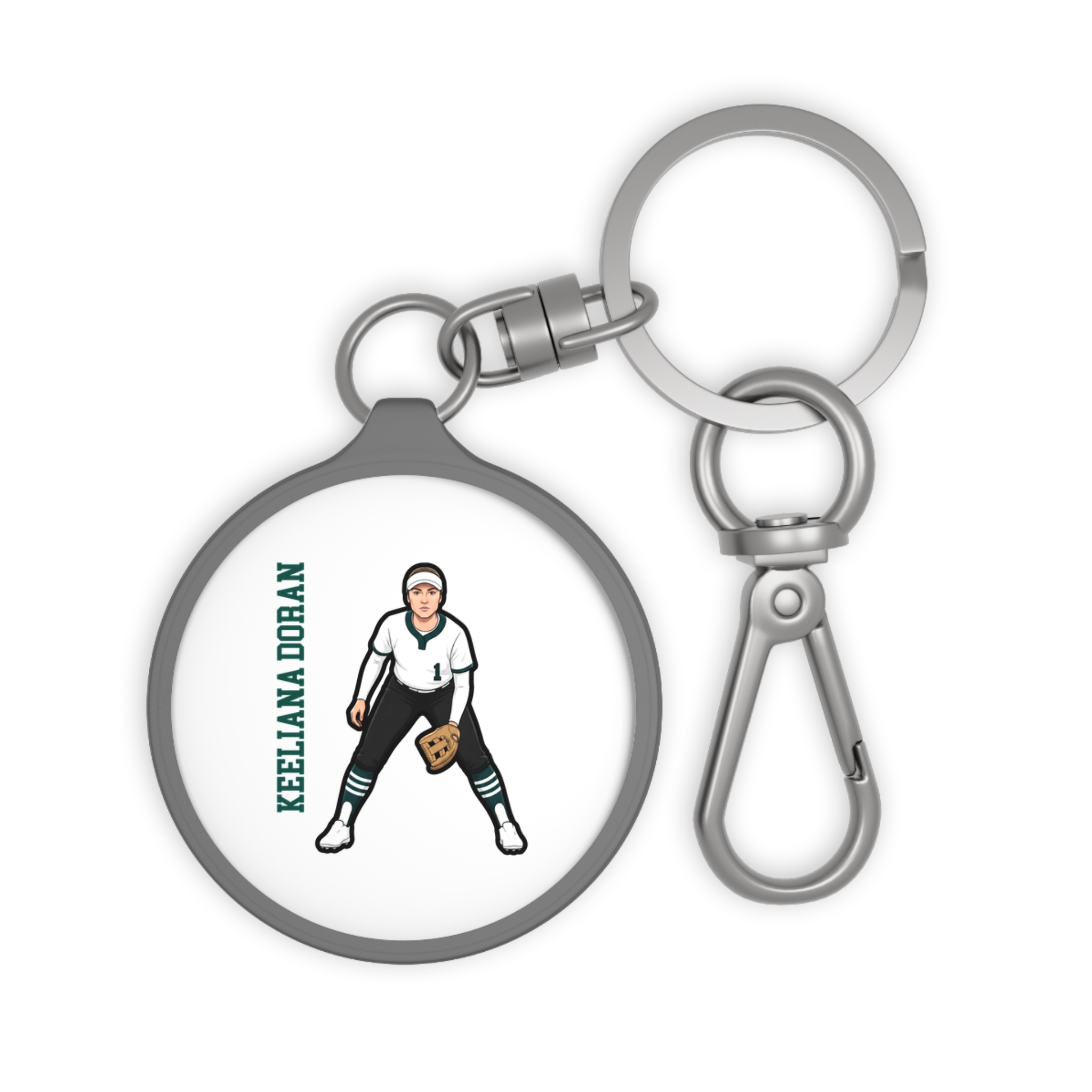 Keychain — character_name_vertical in Grey