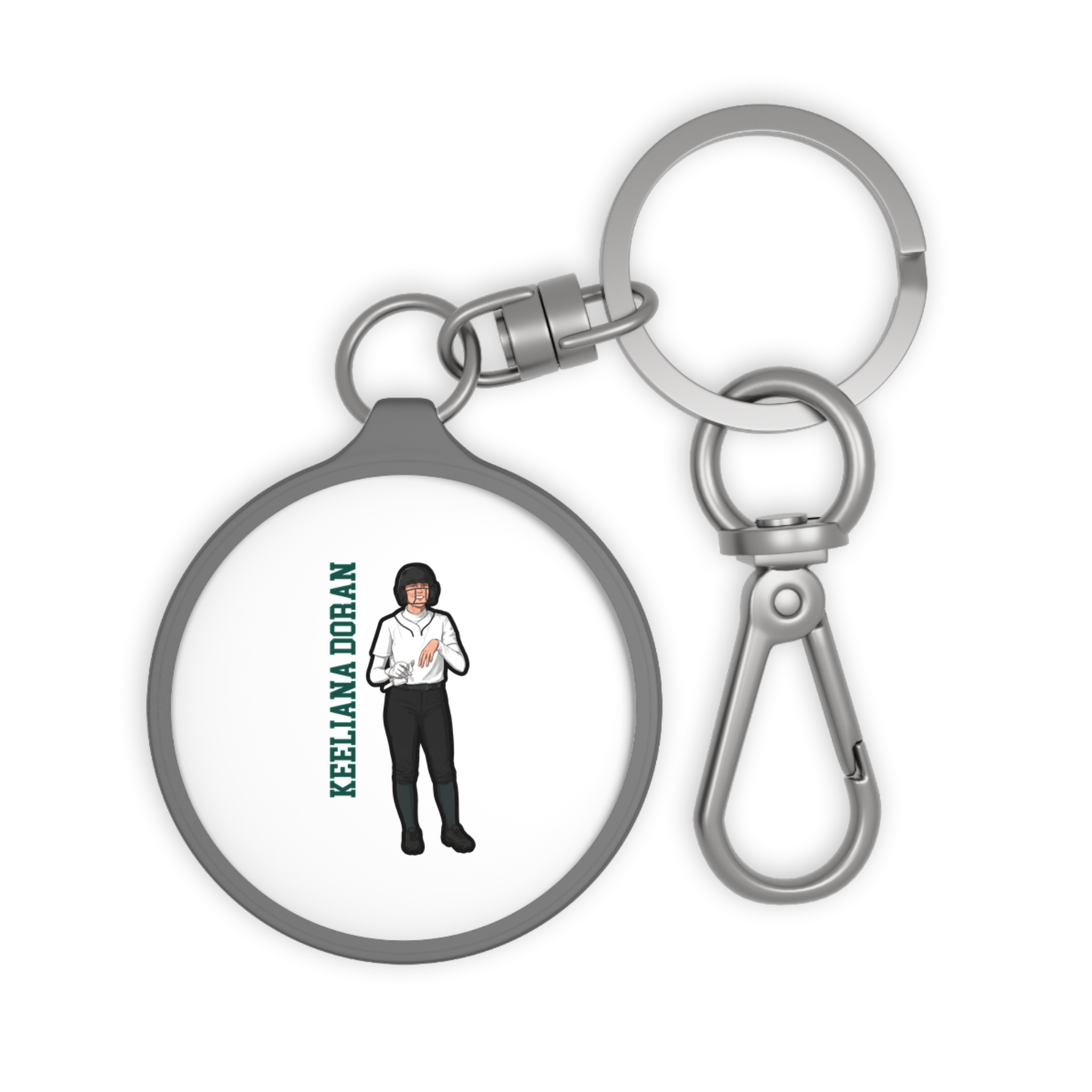 Keychain — character_name_vertical in Grey